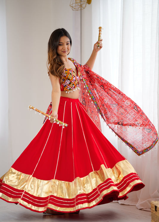 Flair Heavy Rayon Lehenga Choli with Gamthi Mirror Work