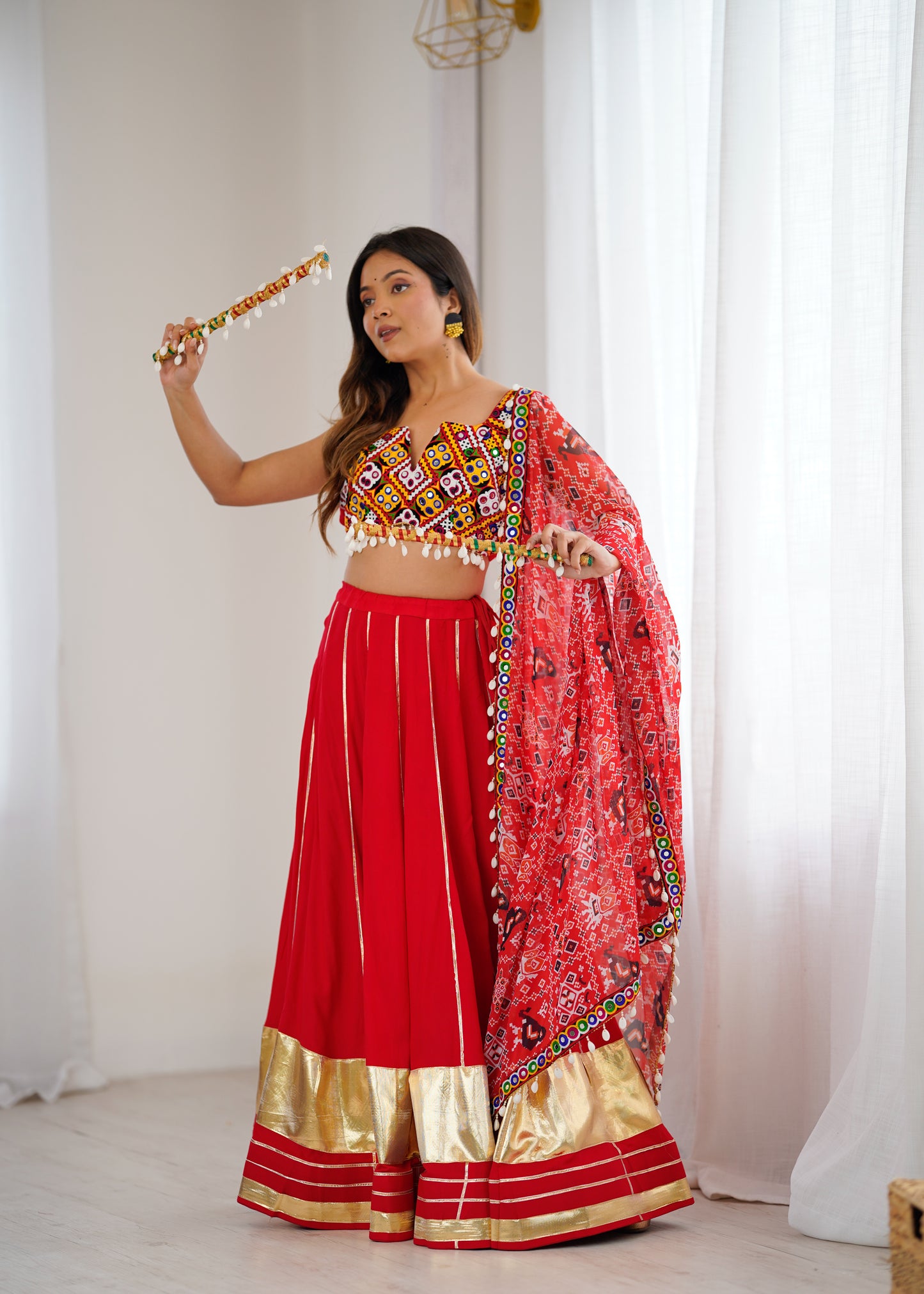 Flair Heavy Rayon Lehenga Choli with Gamthi Mirror Work