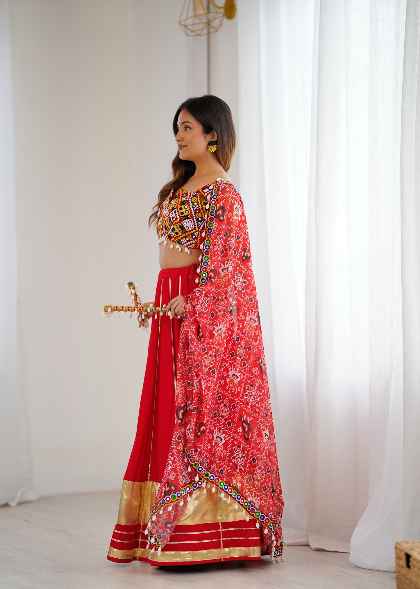 Flair Heavy Rayon Lehenga Choli with Gamthi Mirror Work