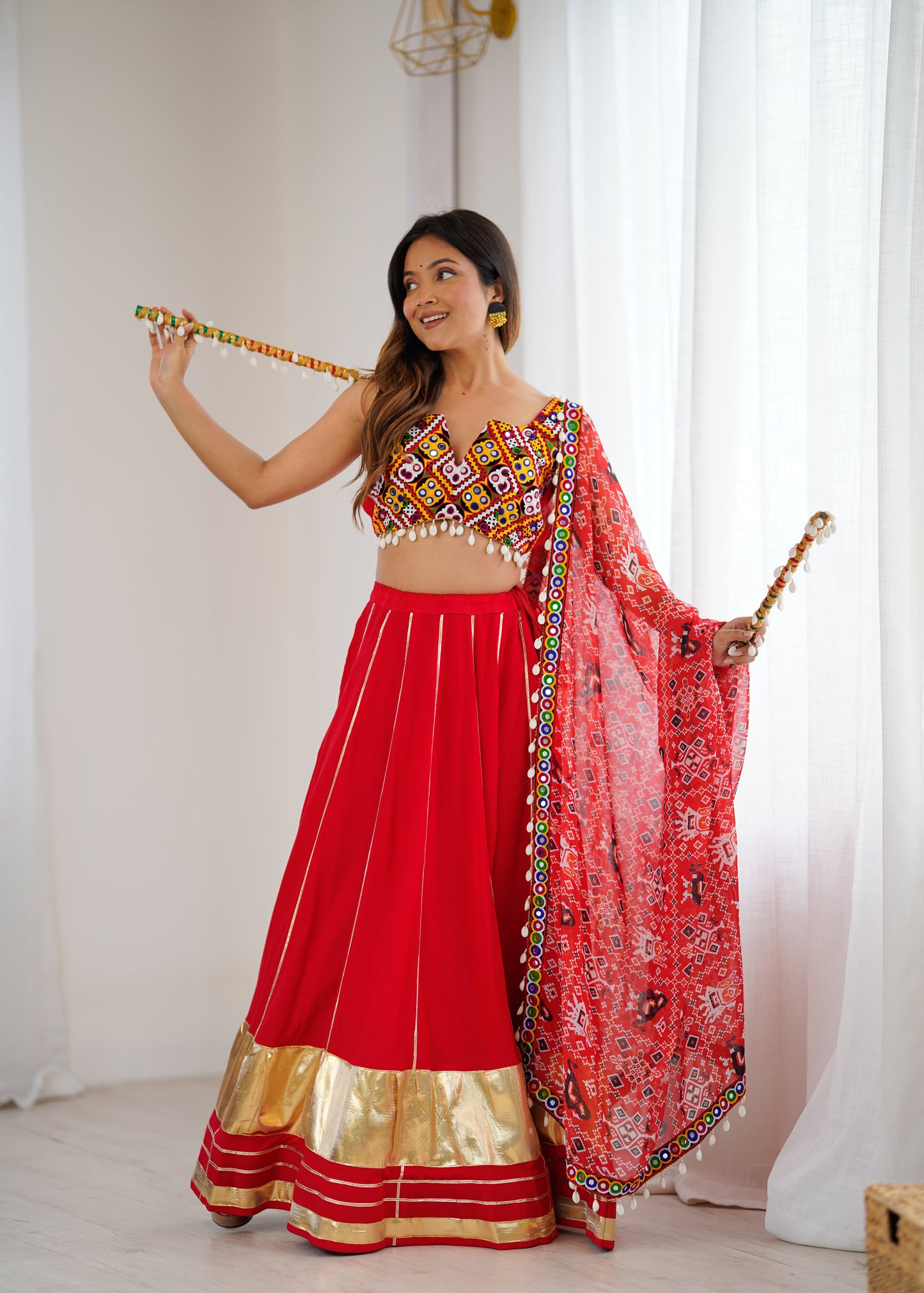 Flair Heavy Rayon Lehenga Choli with Gamthi Mirror Work