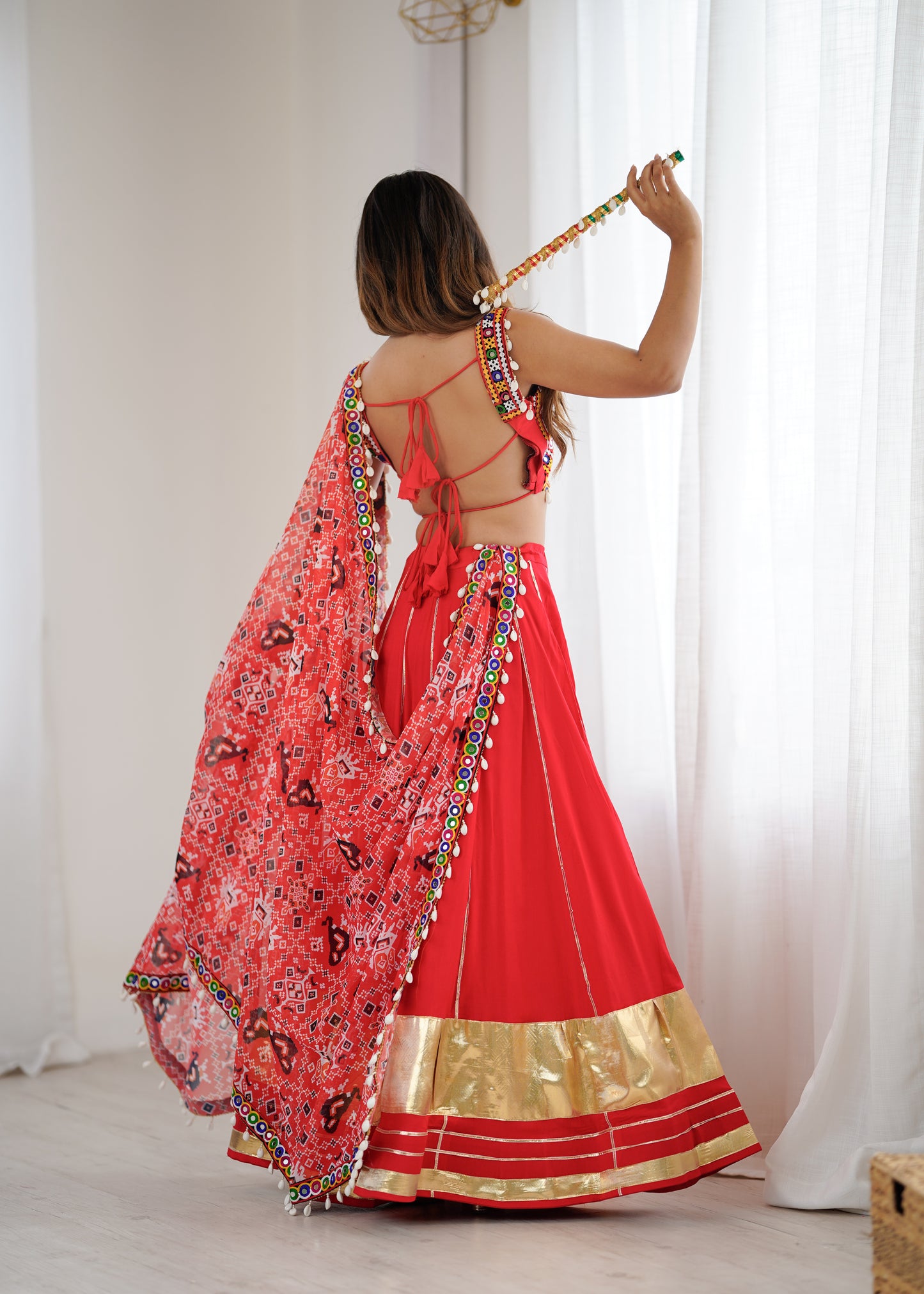 Flair Heavy Rayon Lehenga Choli with Gamthi Mirror Work
