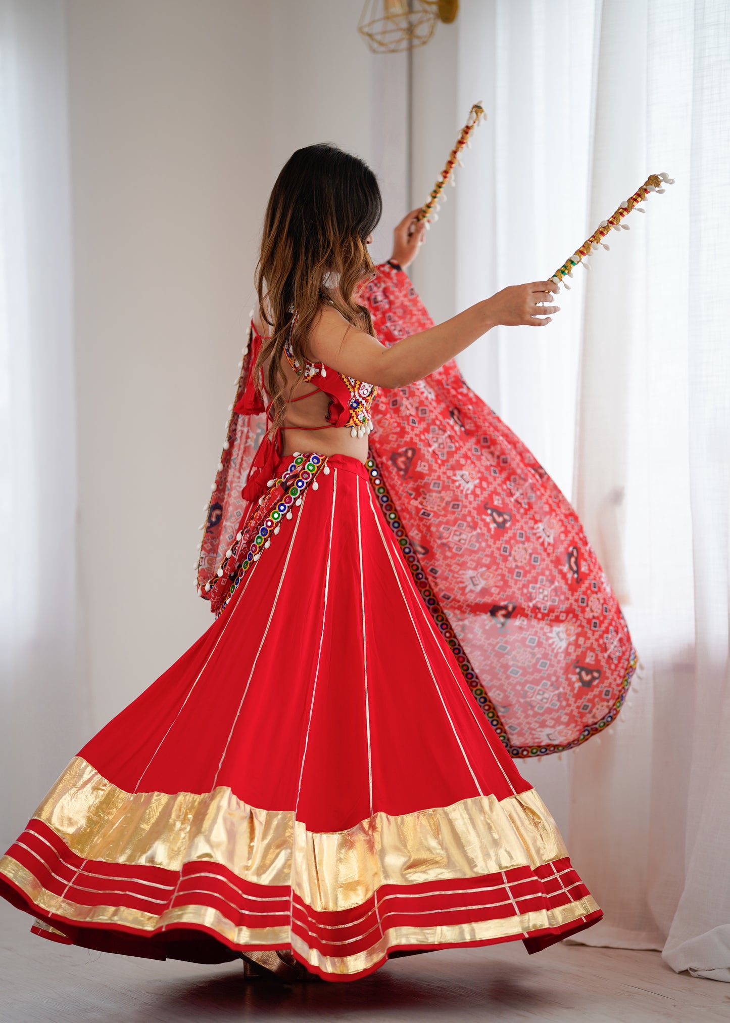 Flair Heavy Rayon Lehenga Choli with Gamthi Mirror Work