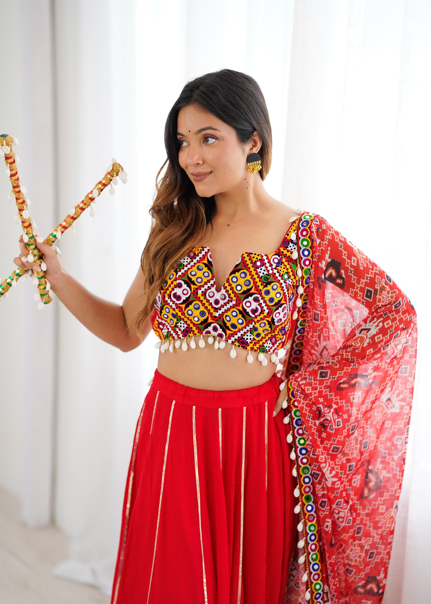 Flair Heavy Rayon Lehenga Choli with Gamthi Mirror Work