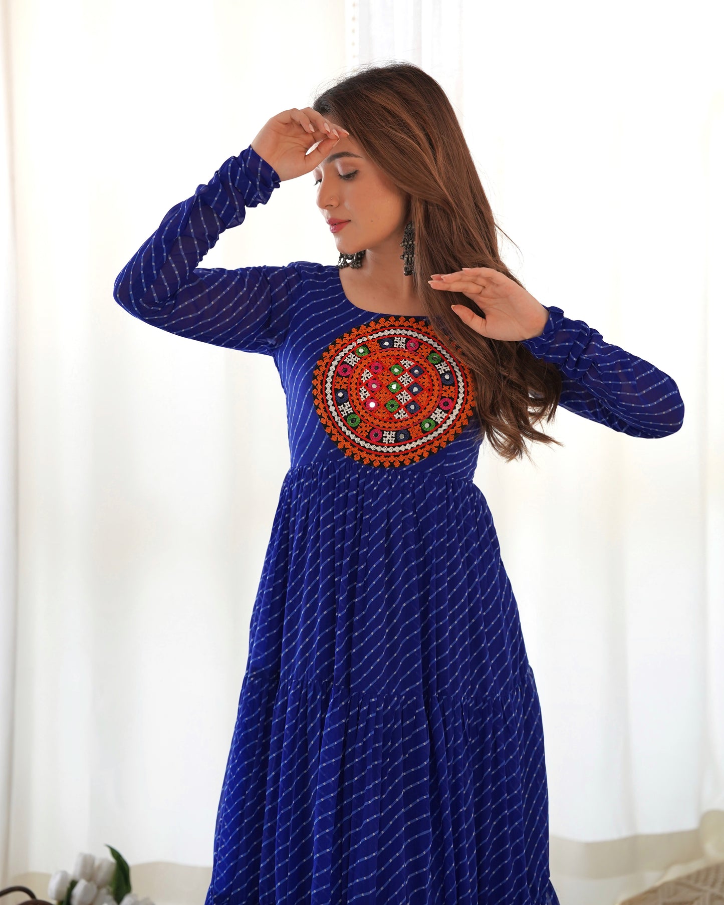 Designer Laheriya Print Anarkali Gown