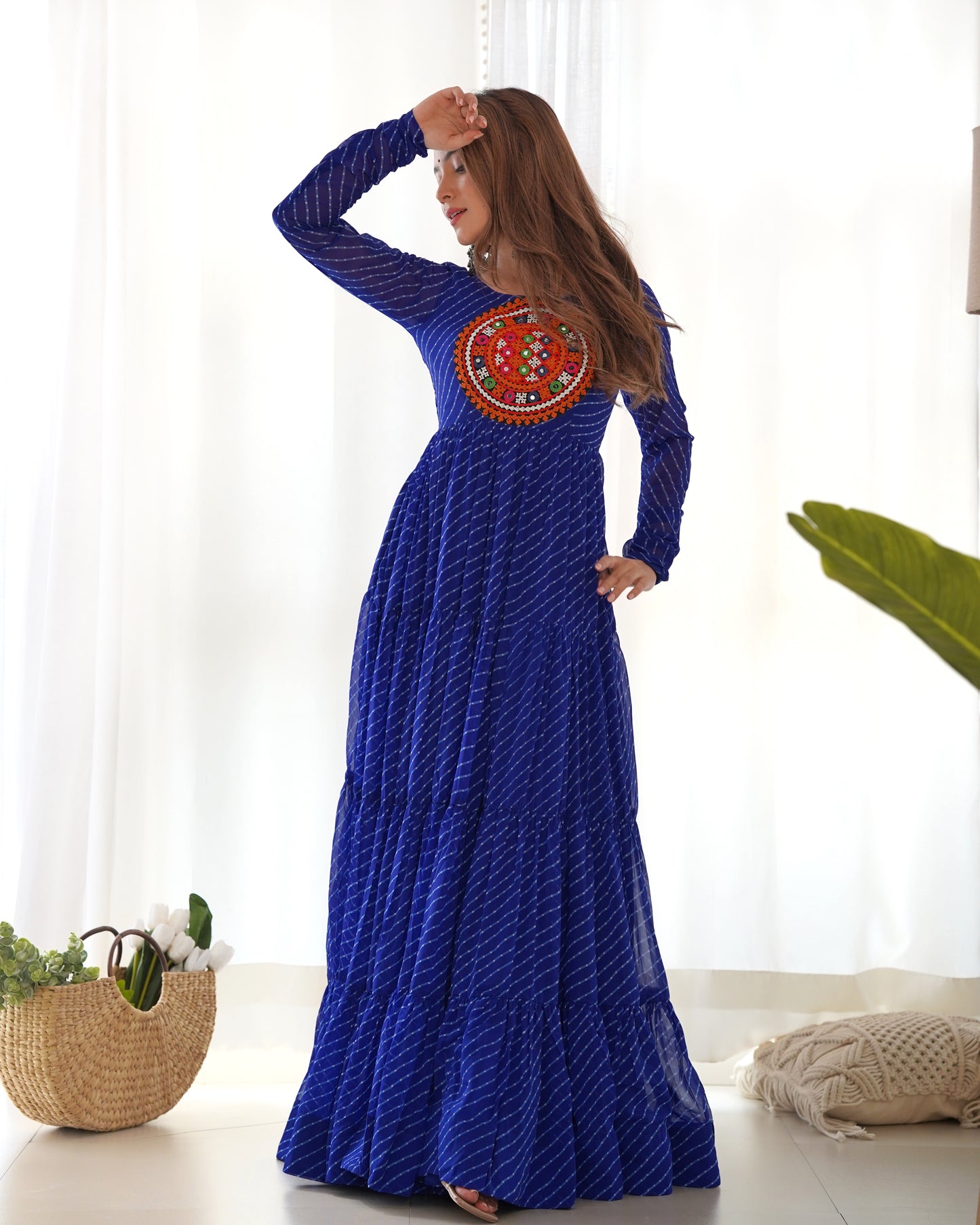 Designer Laheriya Print Anarkali Gown