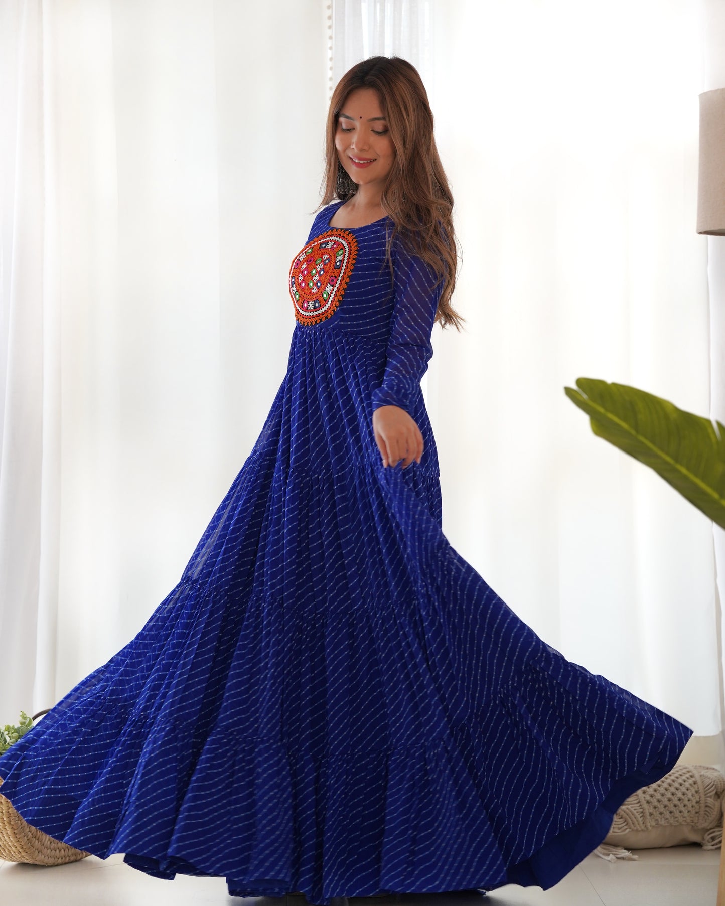 Designer Laheriya Print Anarkali Gown