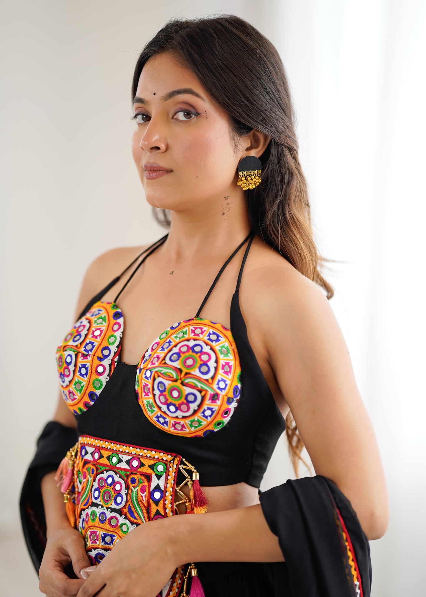 Rayon Lehenga Choli with Mirror & Tassel Work and Gamthi Lace Dupatta
