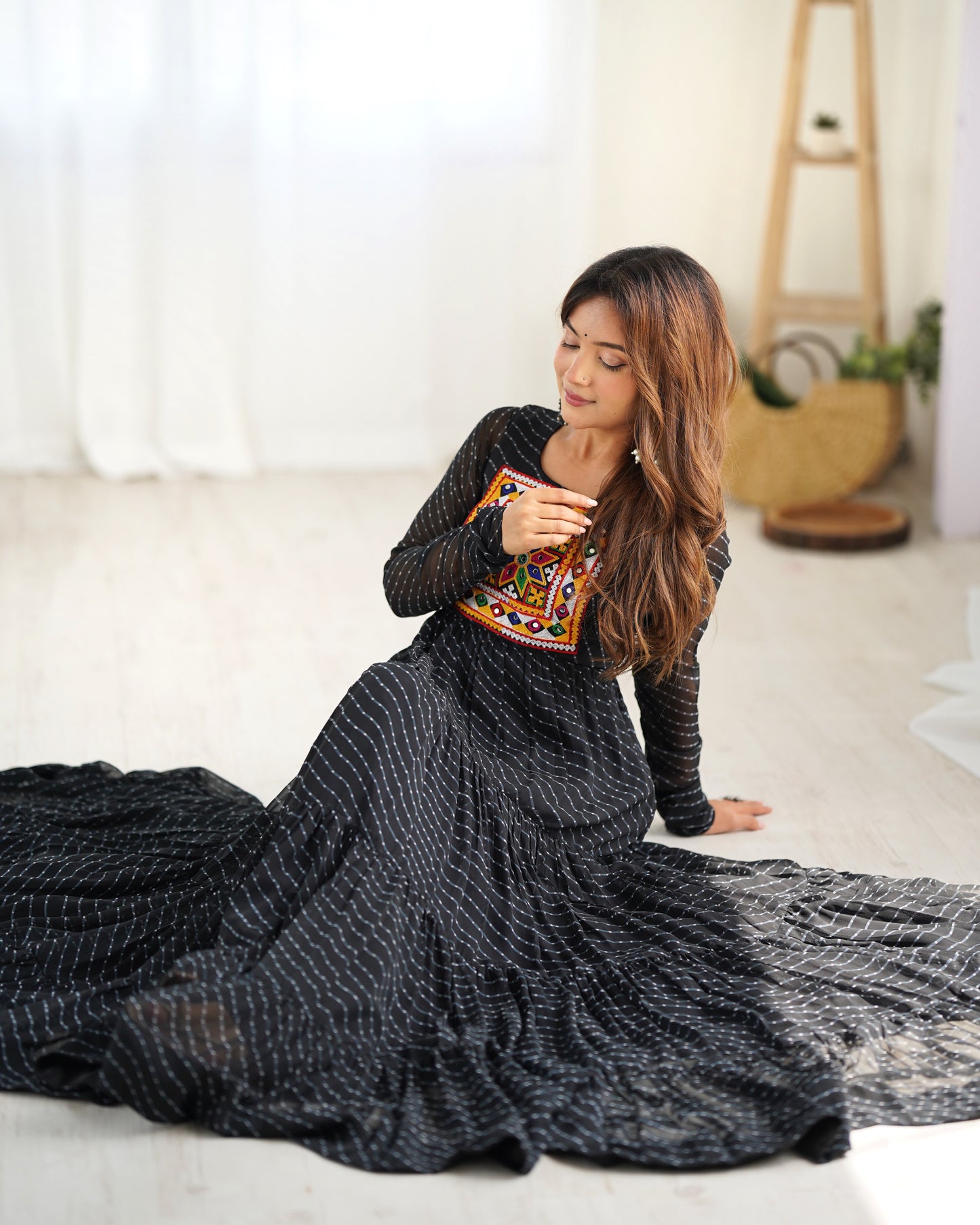 Designer Laheriya Print Anarkali Gown