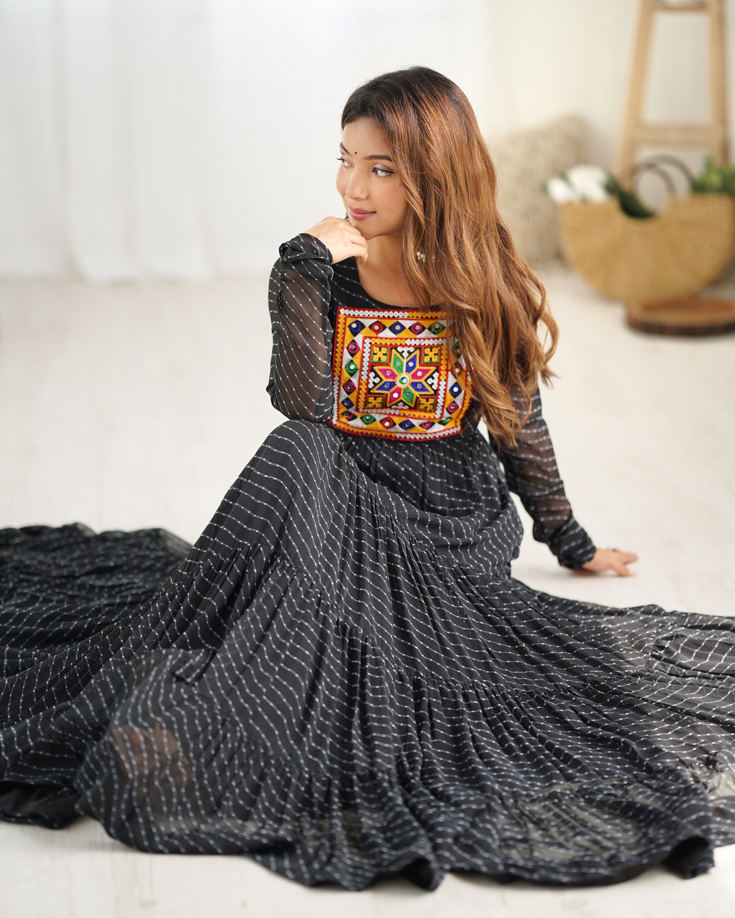 Designer Laheriya Print Anarkali Gown