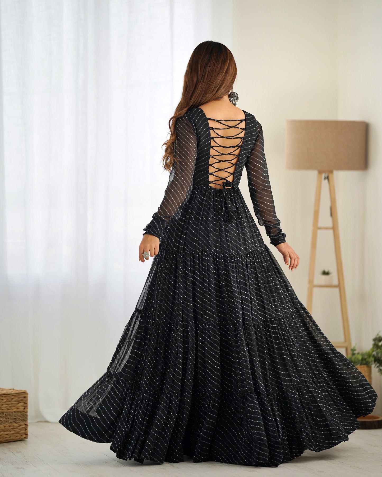 Designer Laheriya Print Anarkali Gown