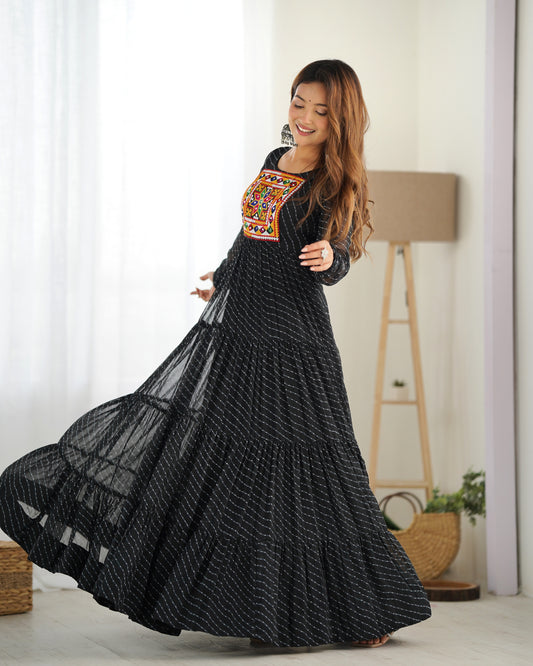 Designer Laheriya Print Anarkali Gown