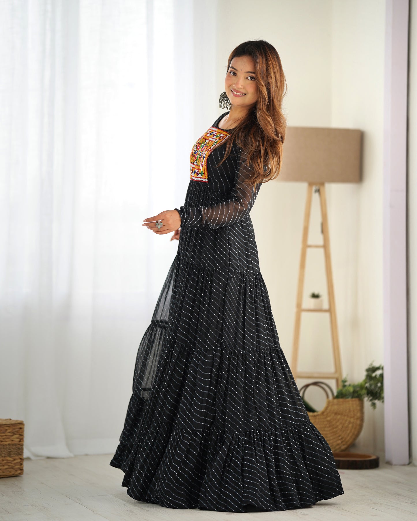 Designer Laheriya Print Anarkali Gown