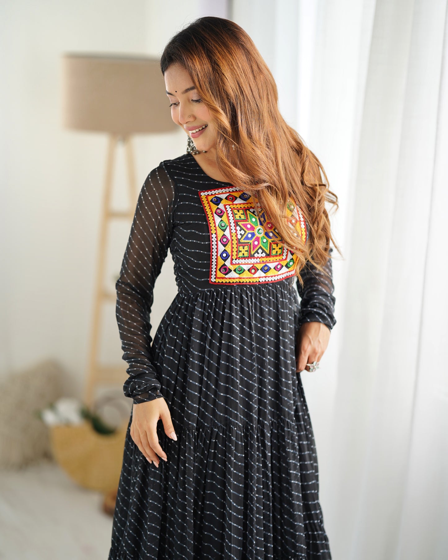 Designer Laheriya Print Anarkali Gown