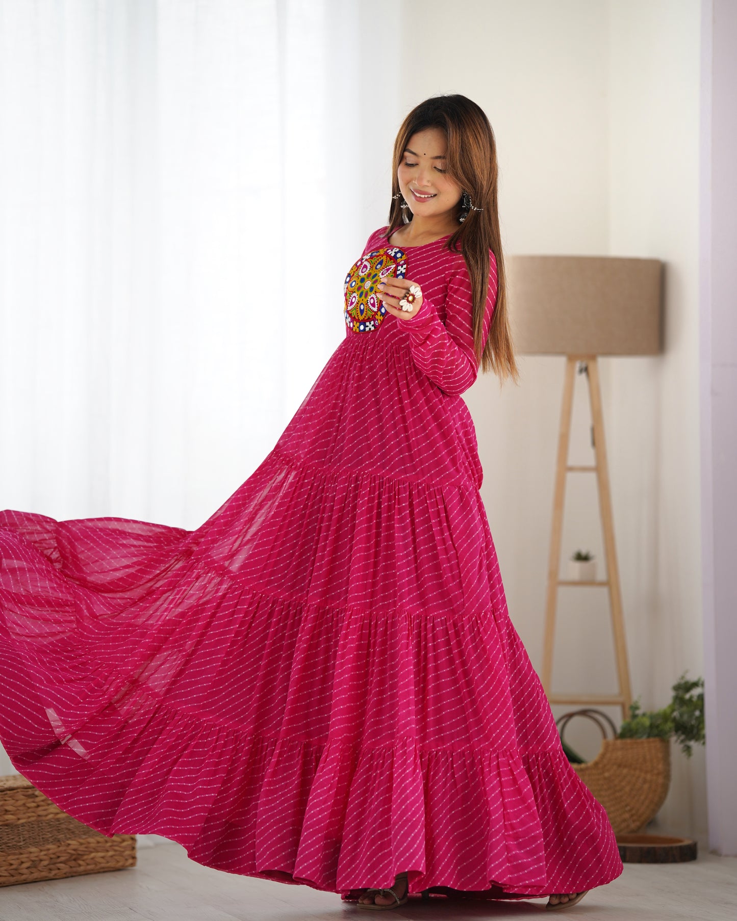Designer Laheriya Print Anarkali Gown