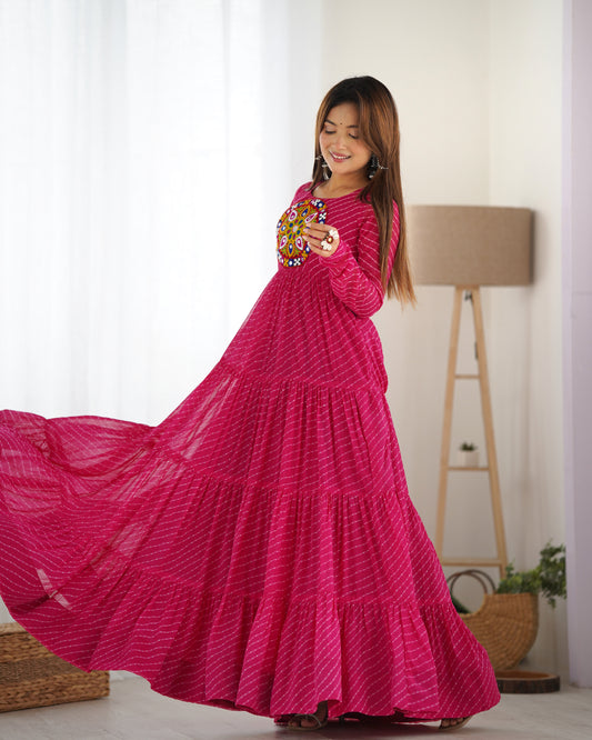 Designer Laheriya Print Anarkali Gown