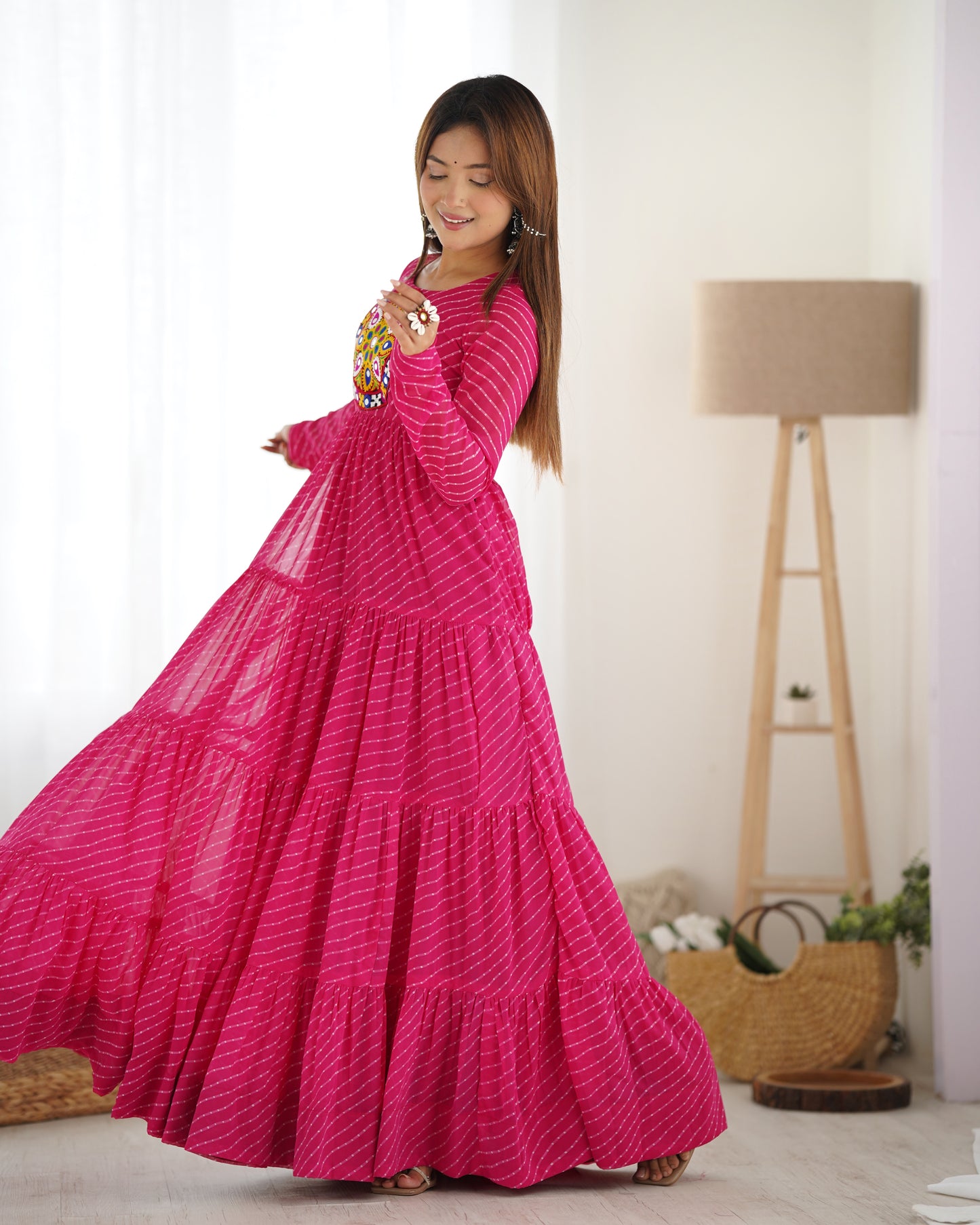 Designer Laheriya Print Anarkali Gown
