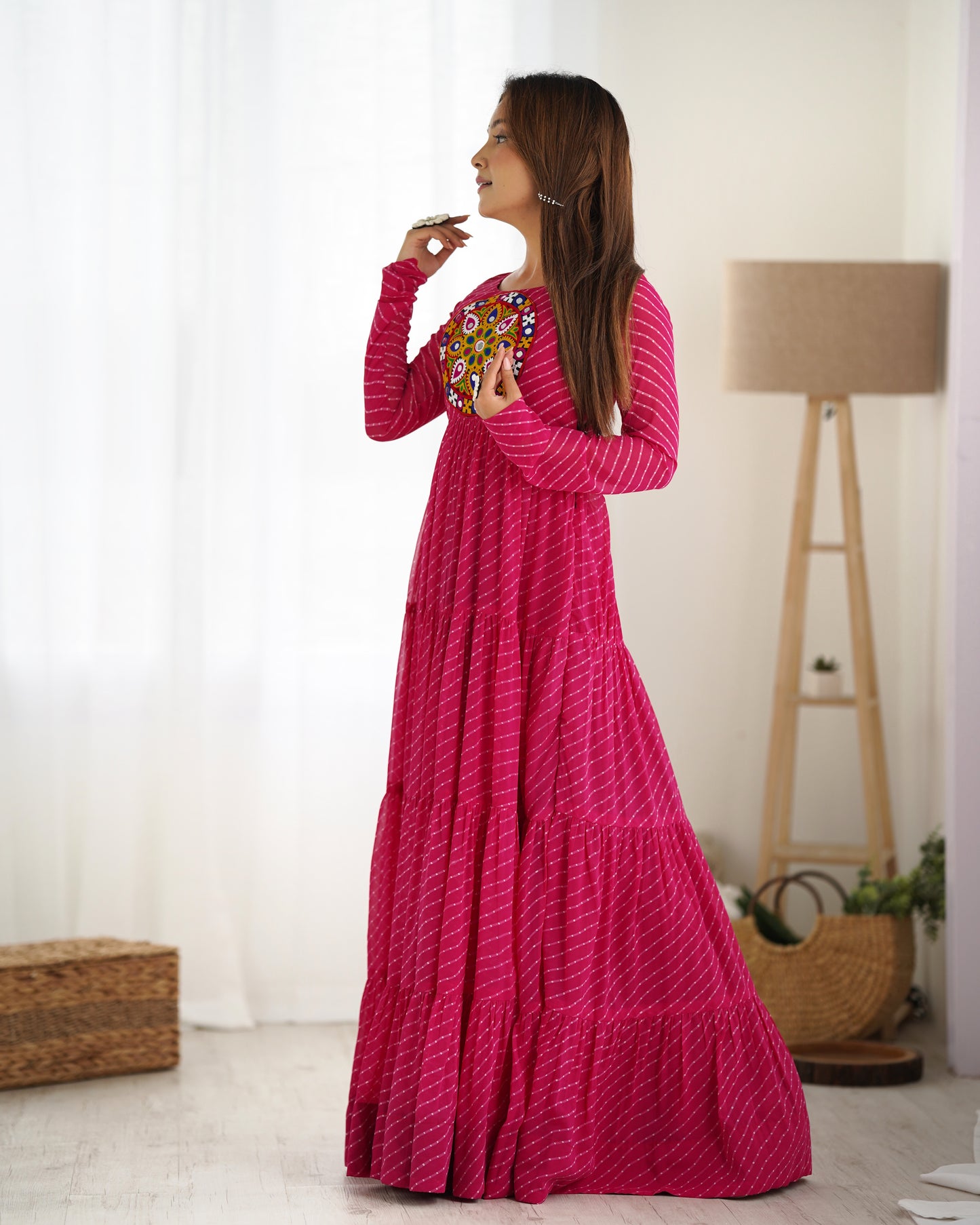 Designer Laheriya Print Anarkali Gown