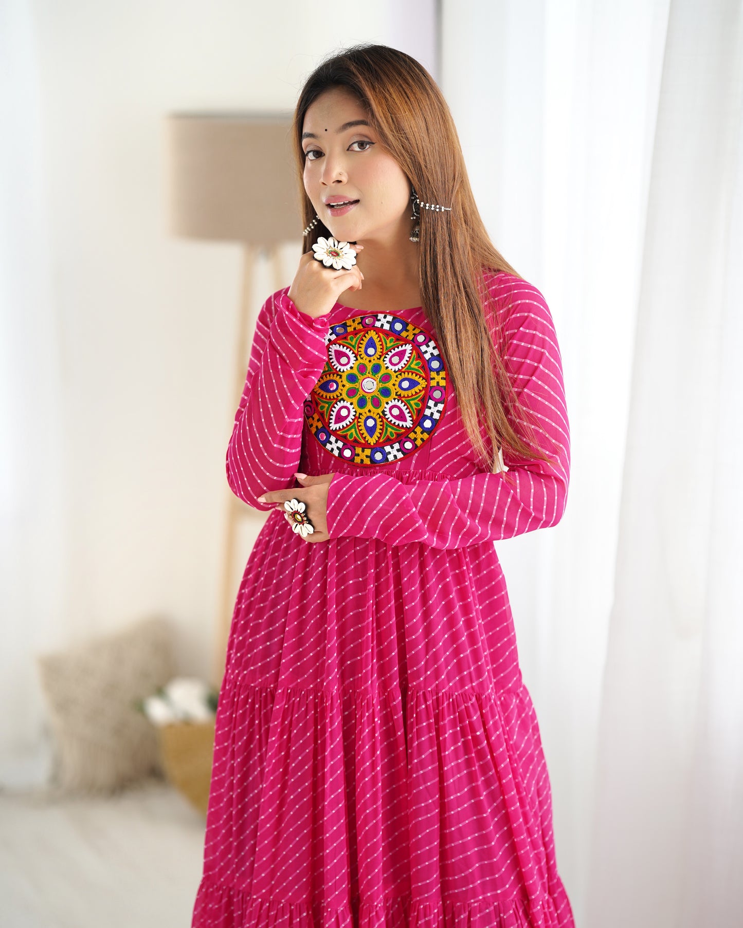 Designer Laheriya Print Anarkali Gown