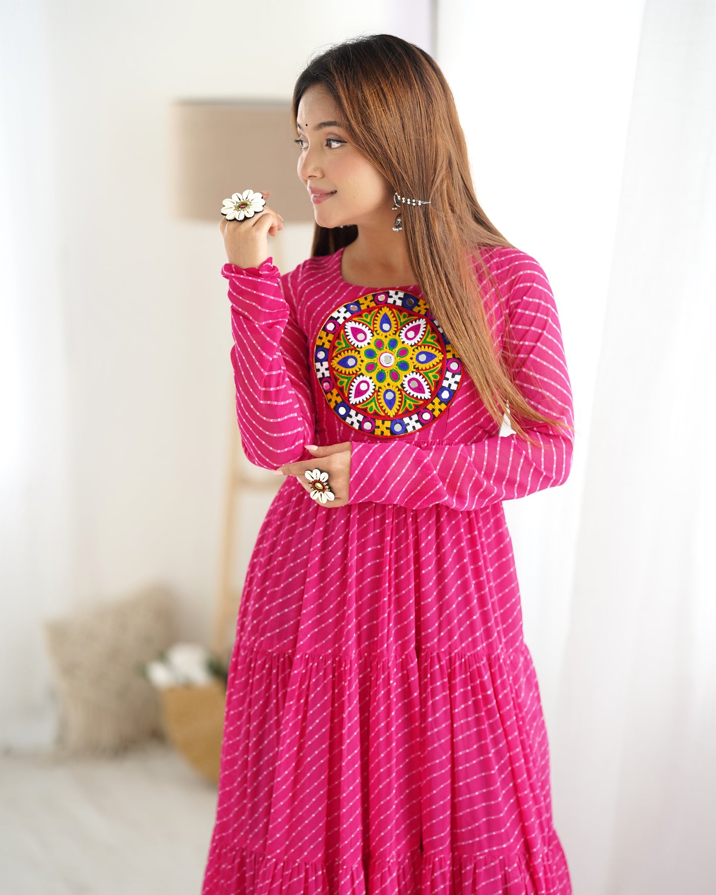 Designer Laheriya Print Anarkali Gown