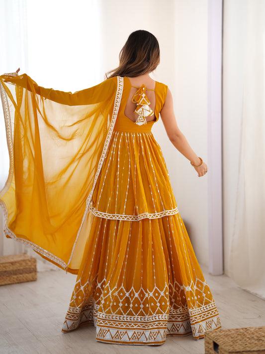 Georgette Lehenga Set with Heavy 9MM Sequin & Thread Work