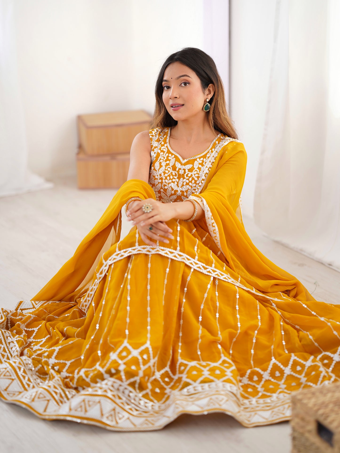 Georgette Lehenga Set with Heavy 9MM Sequin & Thread Work