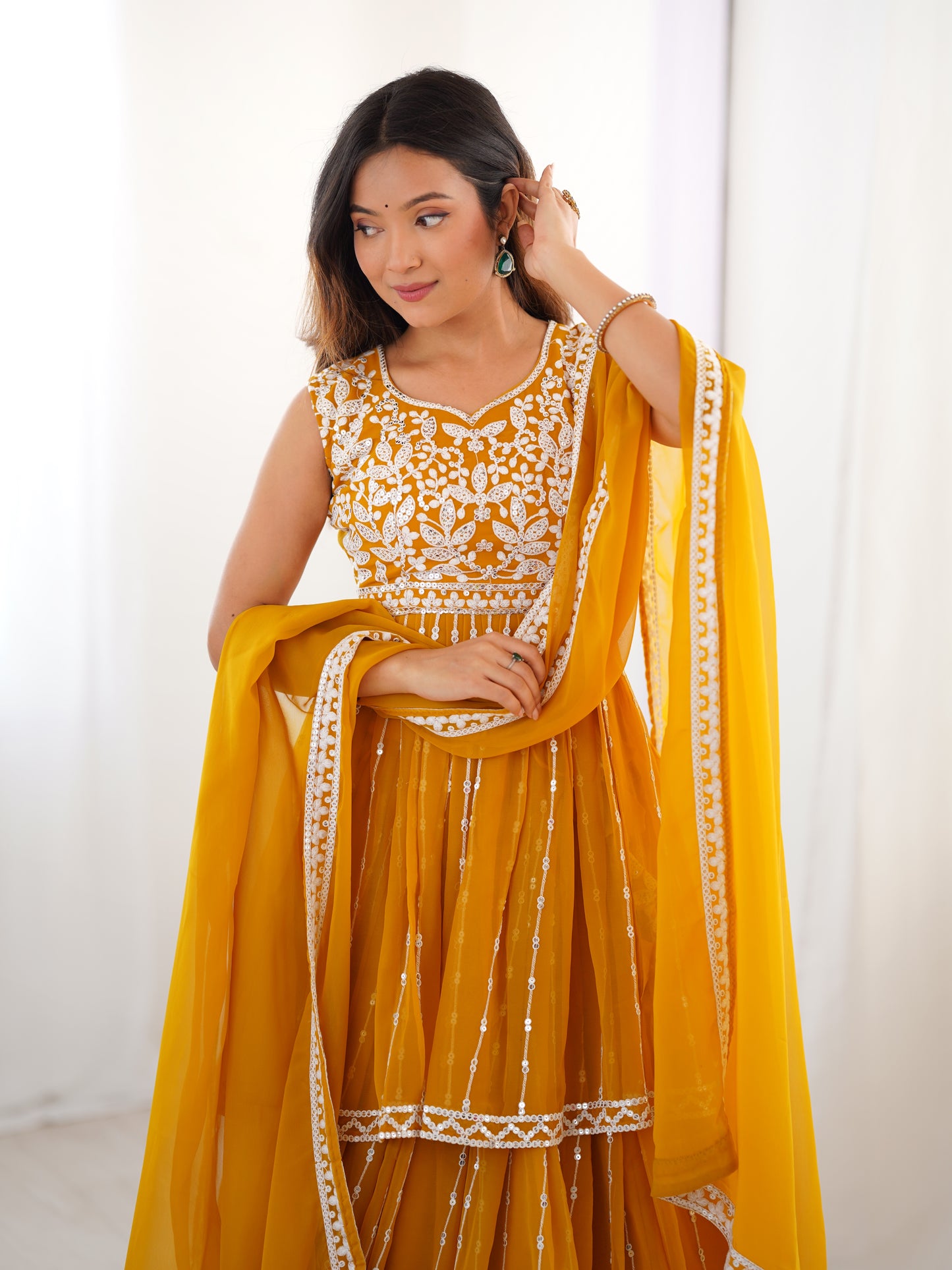 Georgette Lehenga Set with Heavy 9MM Sequin & Thread Work