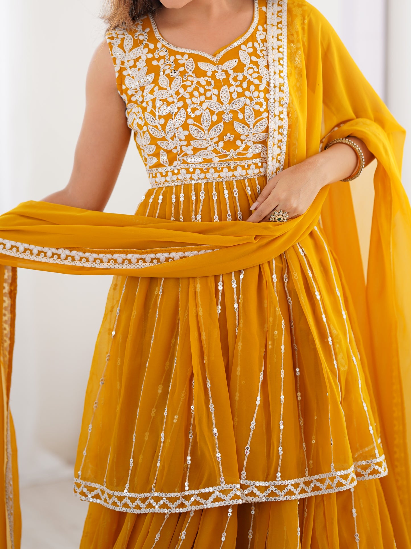 Georgette Lehenga Set with Heavy 9MM Sequin & Thread Work