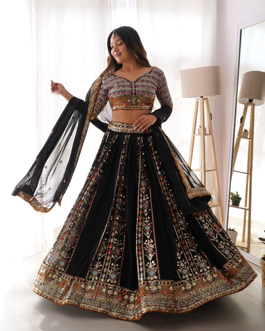 Georgette Lehenga Set with Sequin Embroidery