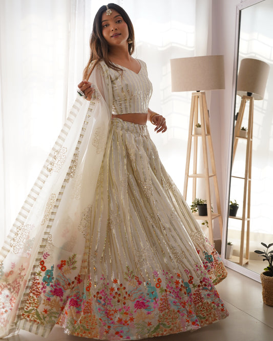 Georgette Lehenga Set with Sequin Embroidery
