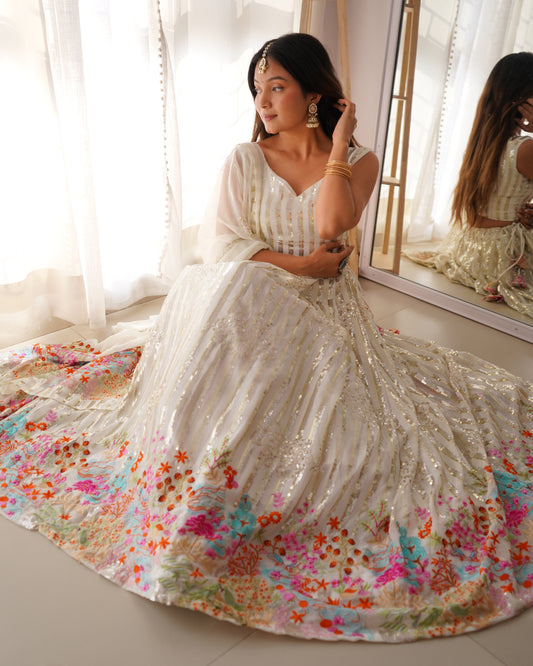 Georgette Lehenga Set with Sequin Embroidery