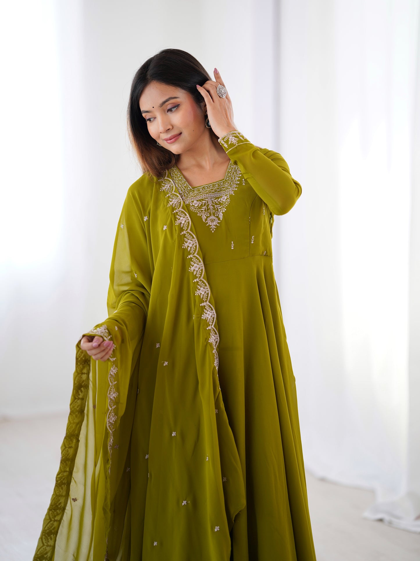 Georgette Anarkali Set with Heavy Embroidery