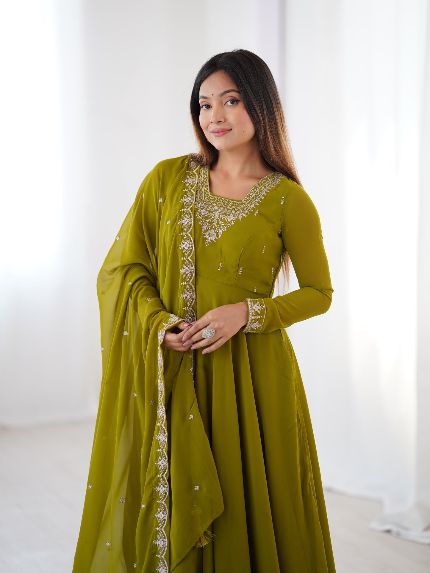 Georgette Anarkali Set with Heavy Embroidery