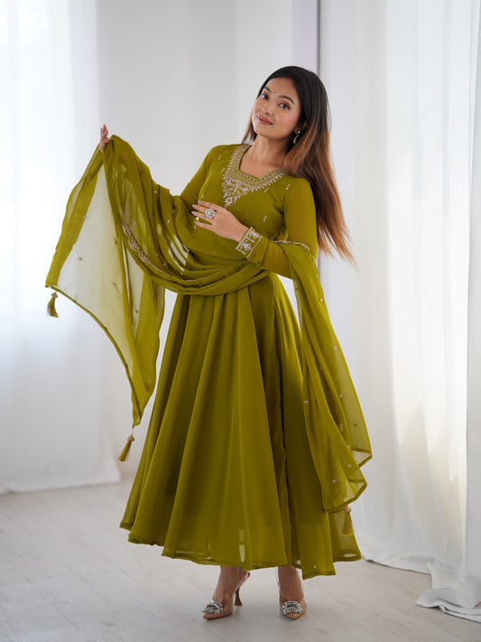 Georgette Anarkali Set with Heavy Embroidery