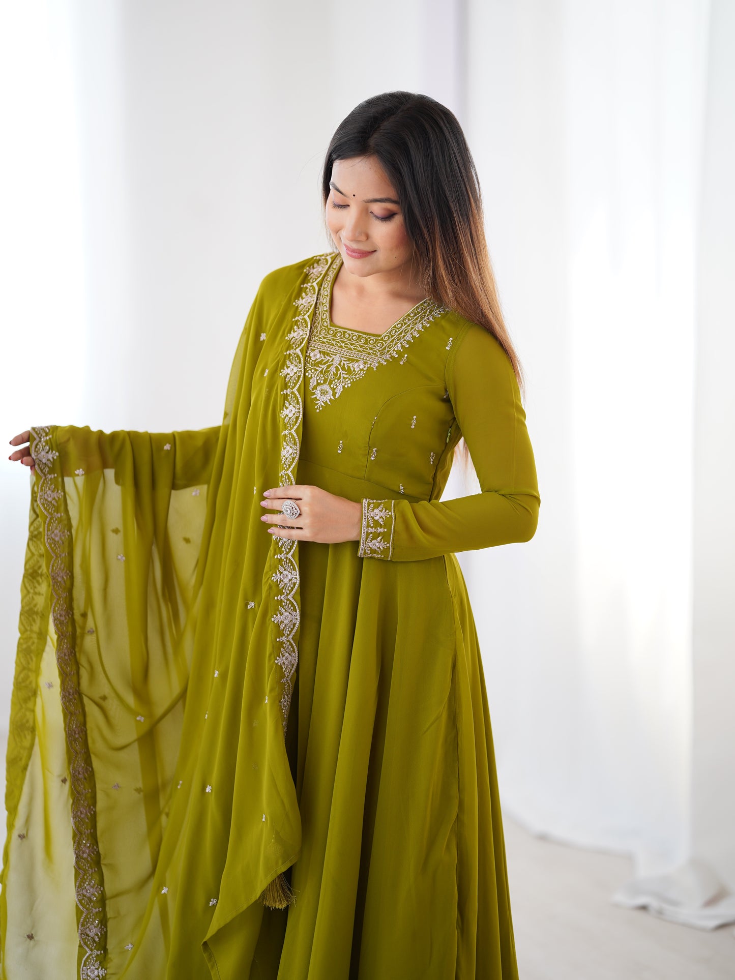 Georgette Anarkali Set with Heavy Embroidery