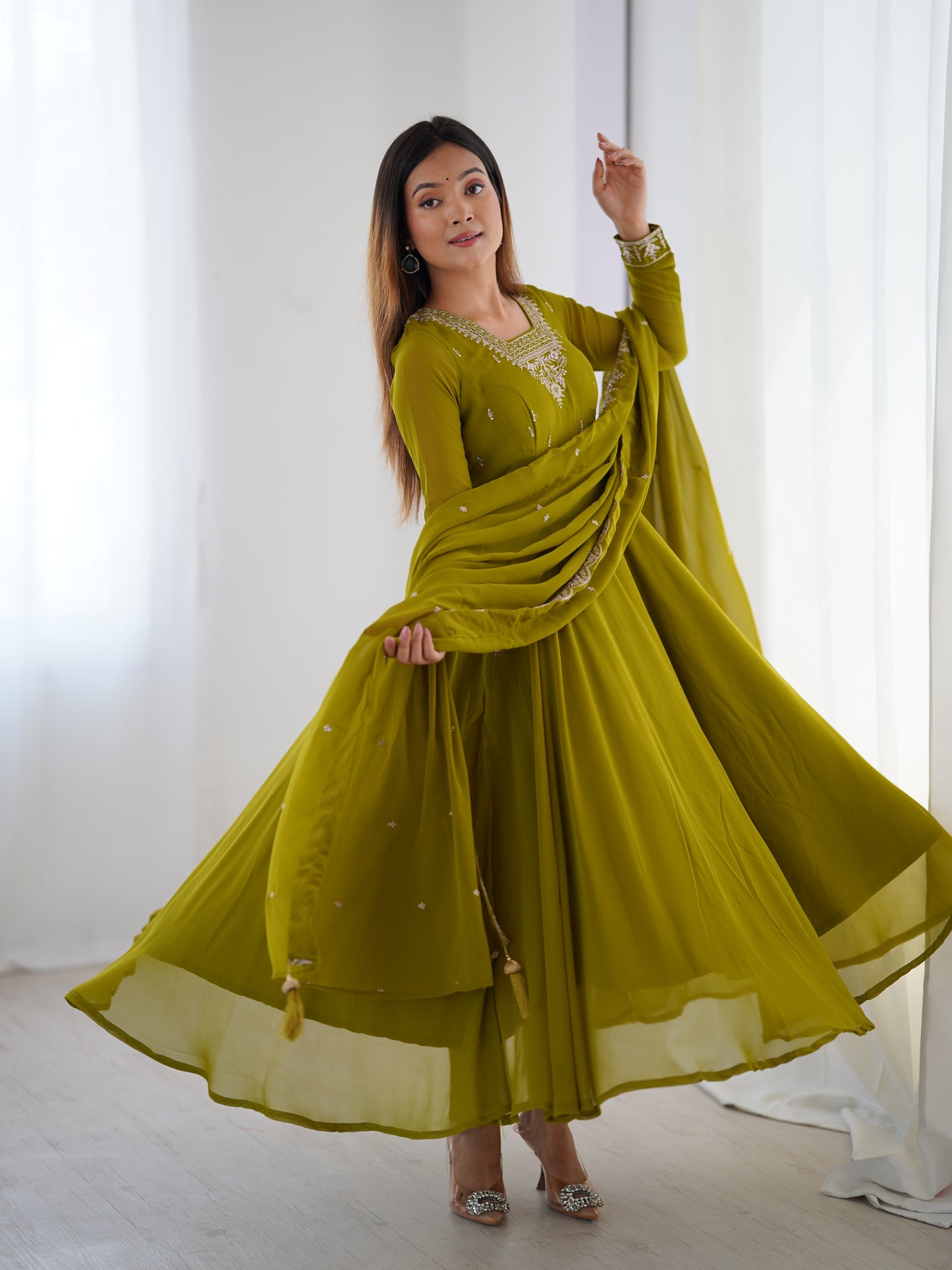 Georgette Anarkali Set with Heavy Embroidery