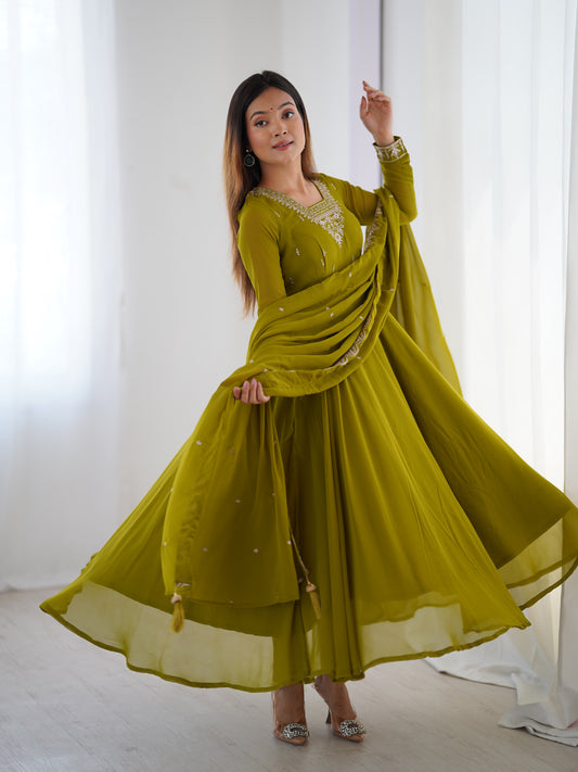 Georgette Anarkali Set with Heavy Embroidery
