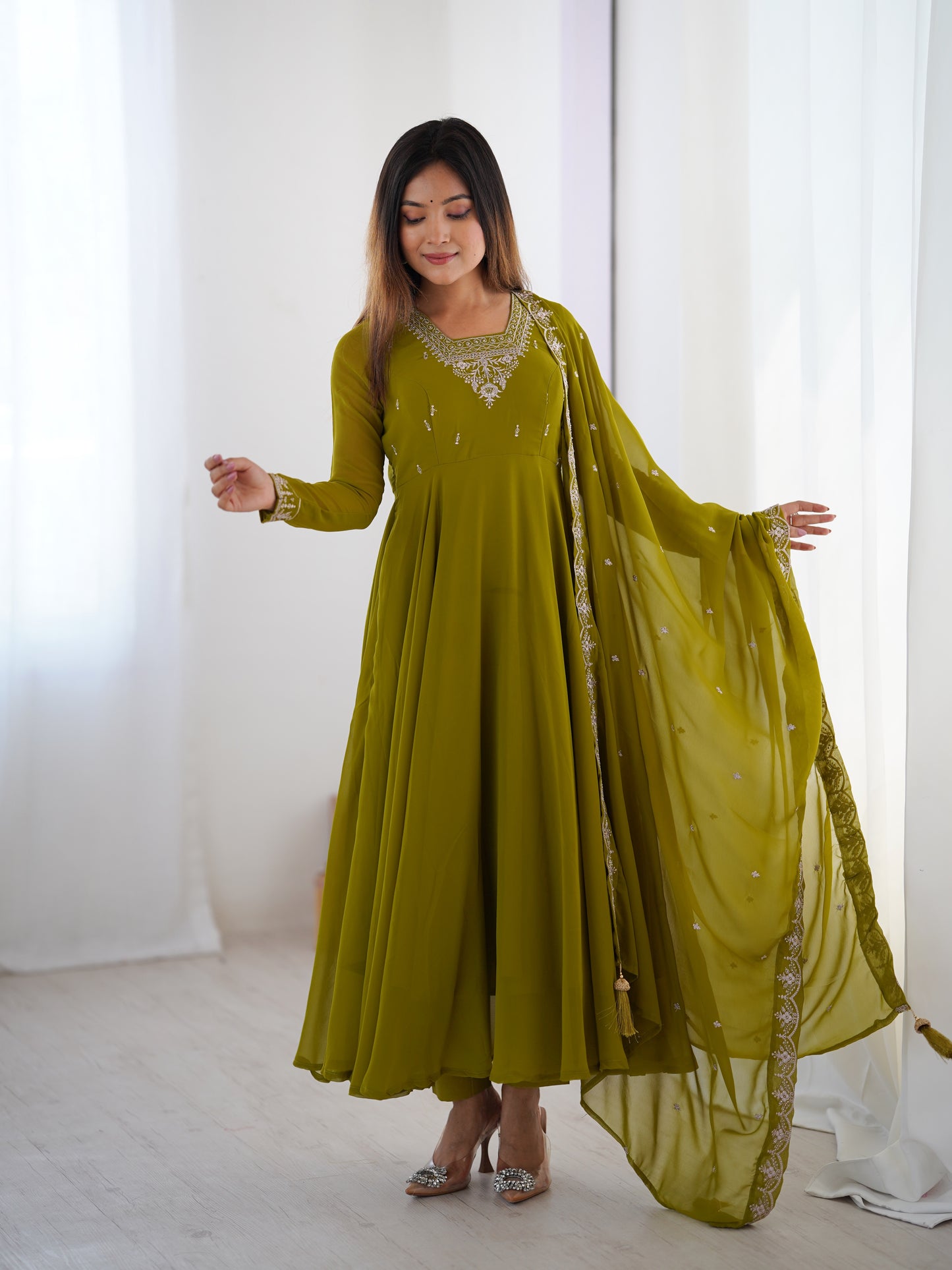 Georgette Anarkali Set with Heavy Embroidery