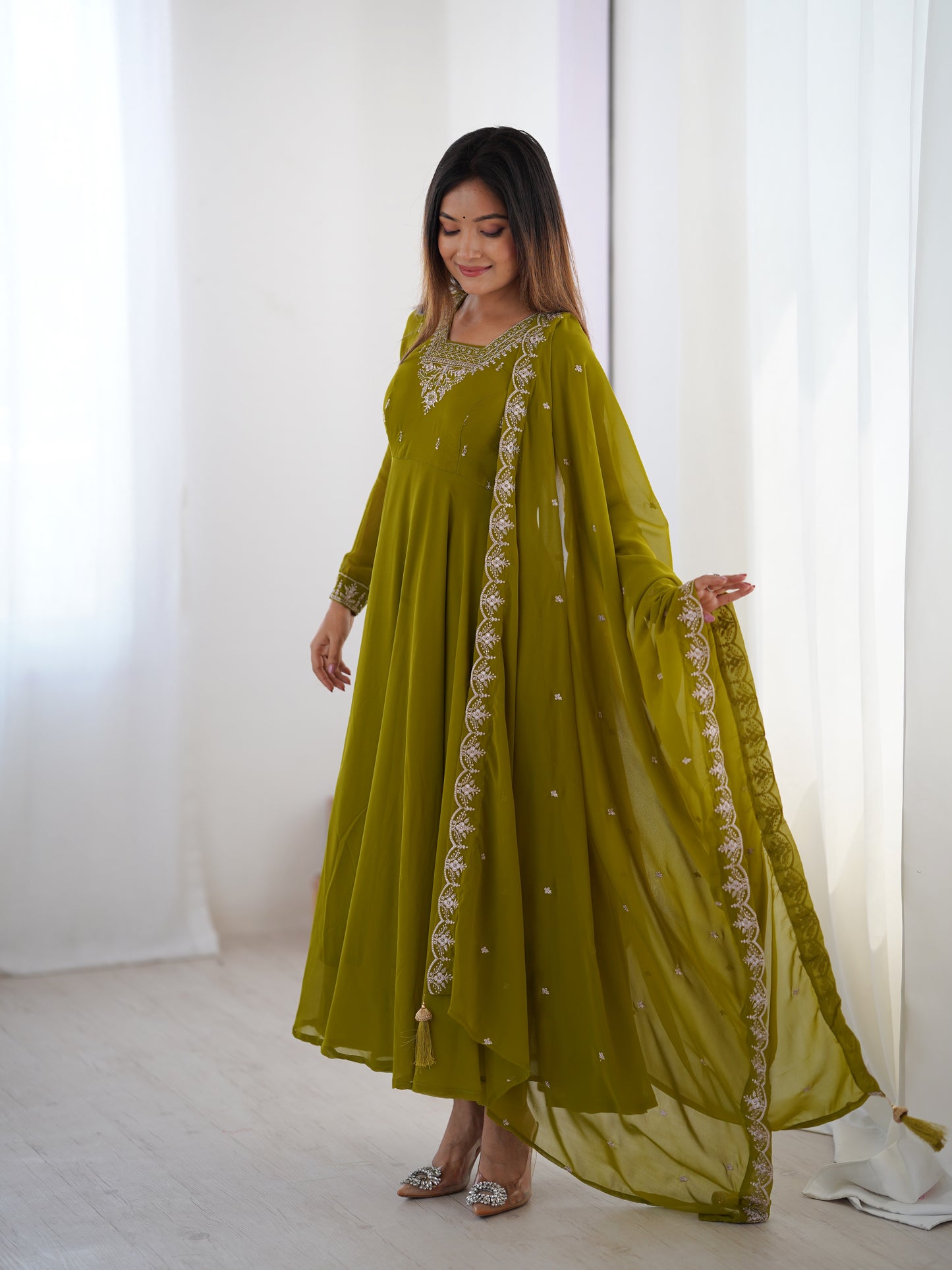 Georgette Anarkali Set with Heavy Embroidery