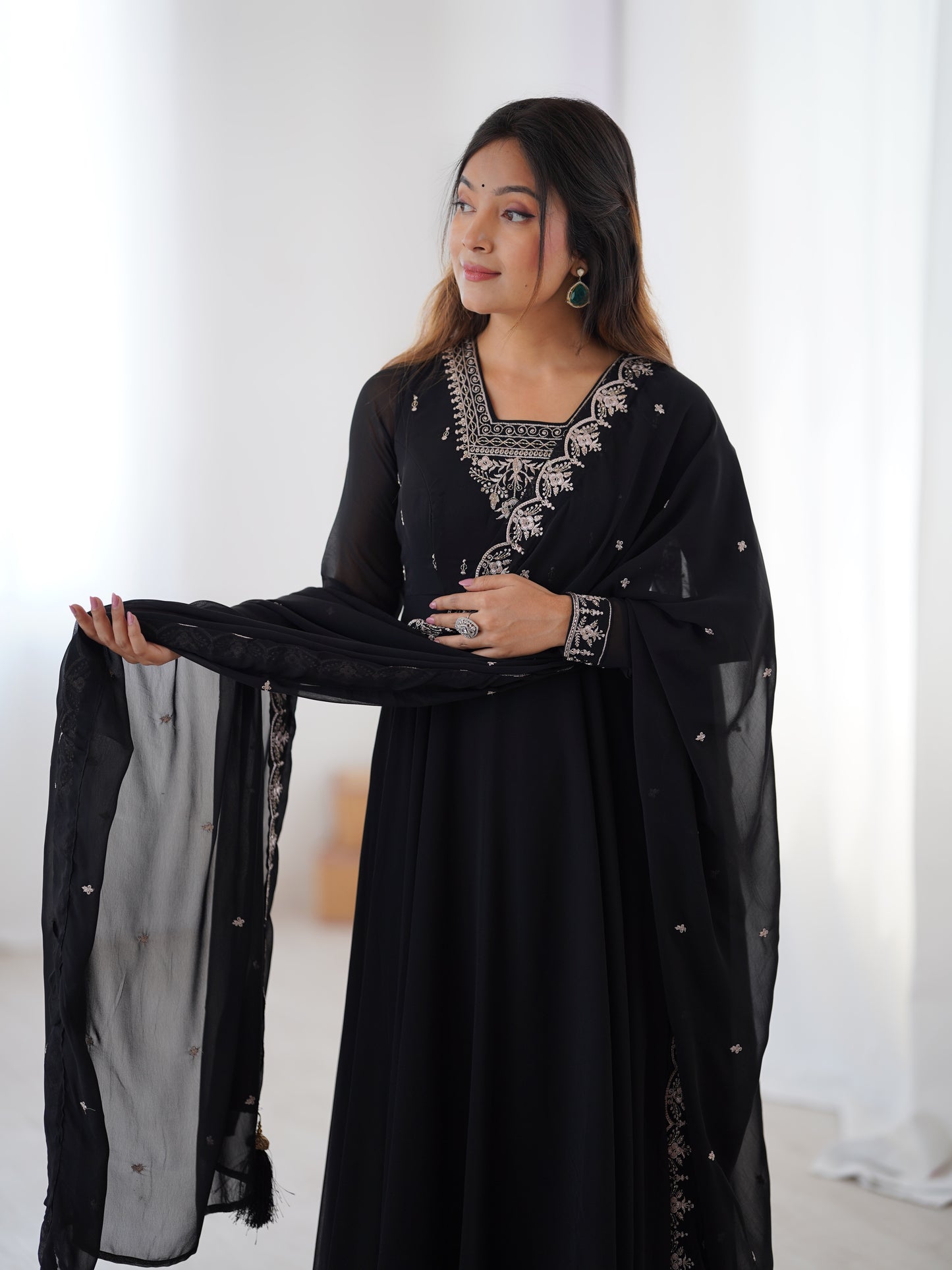 Georgette Anarkali Set with Heavy Embroidery