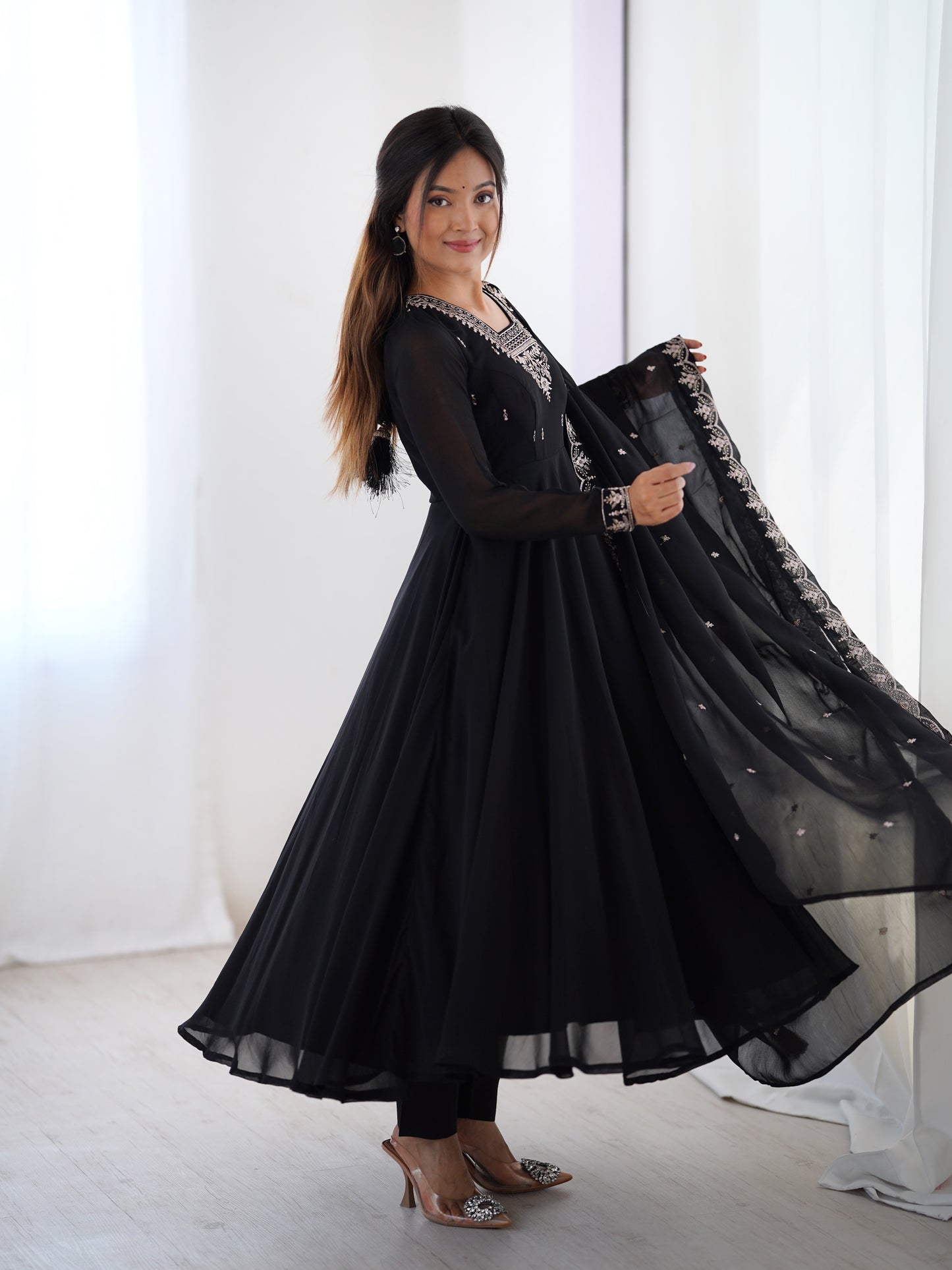 Georgette Anarkali Set with Heavy Embroidery