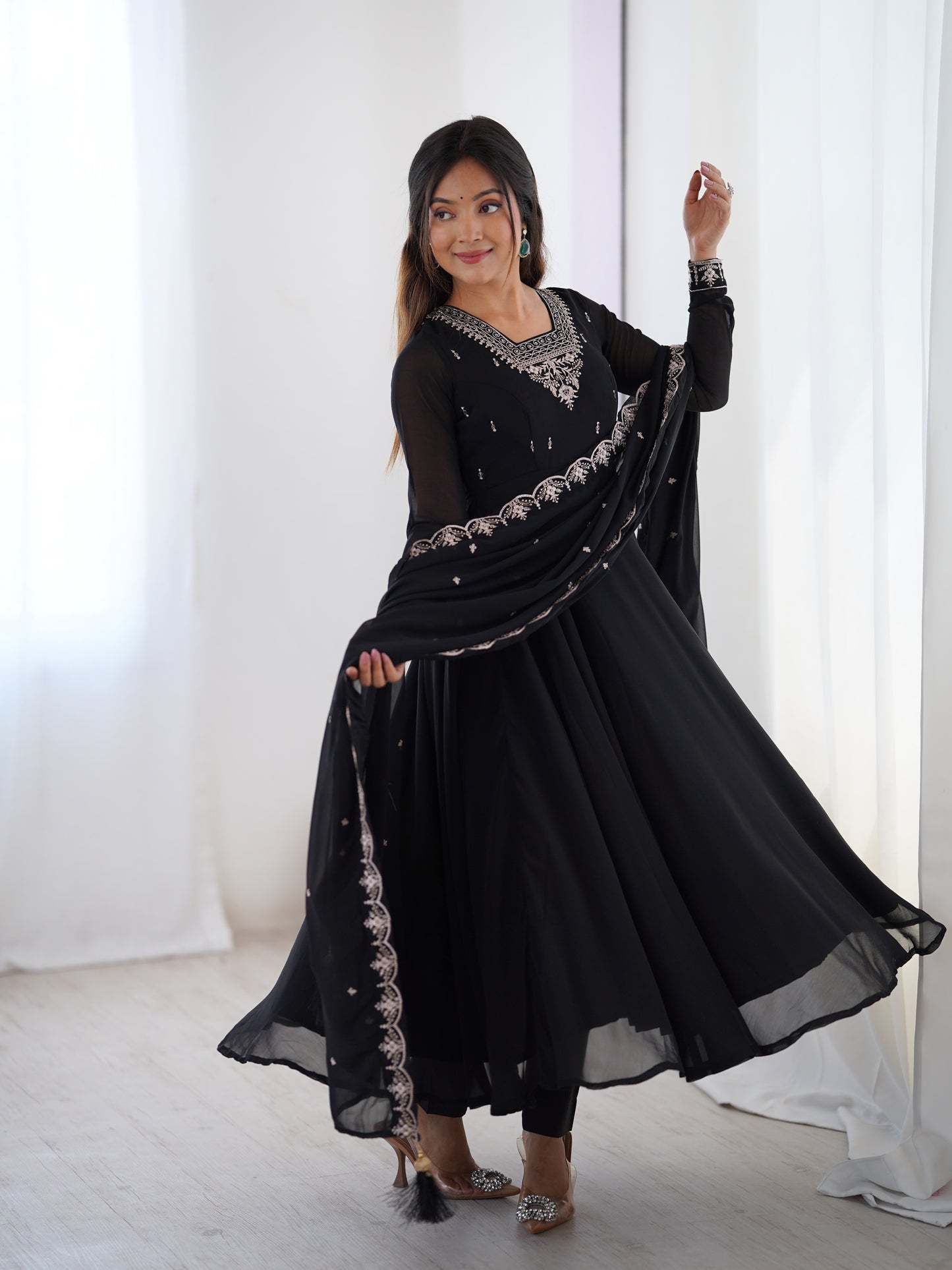 Georgette Anarkali Set with Heavy Embroidery