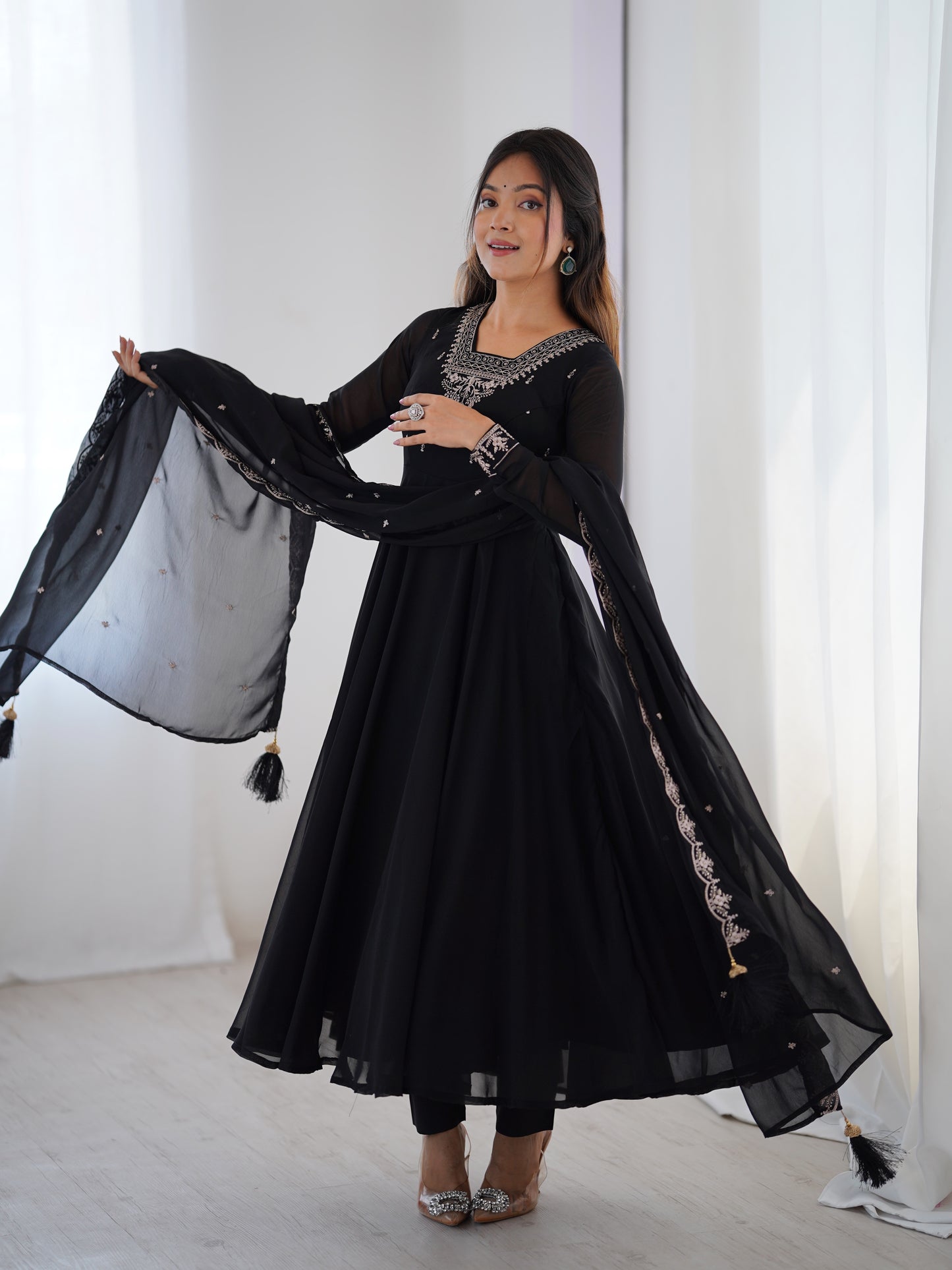 Georgette Anarkali Set with Heavy Embroidery