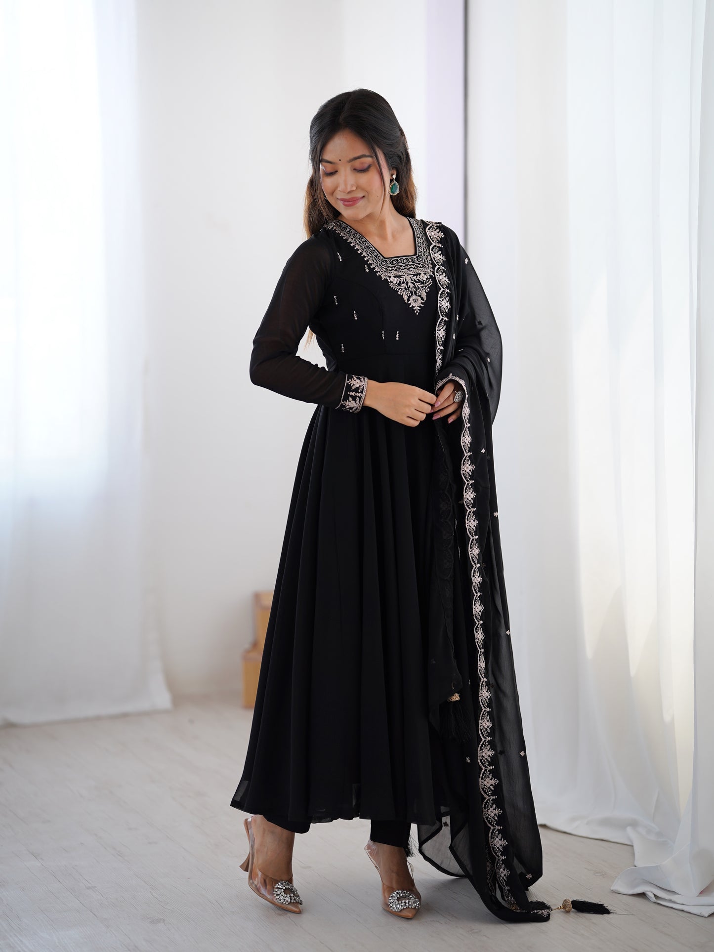 Georgette Anarkali Set with Heavy Embroidery