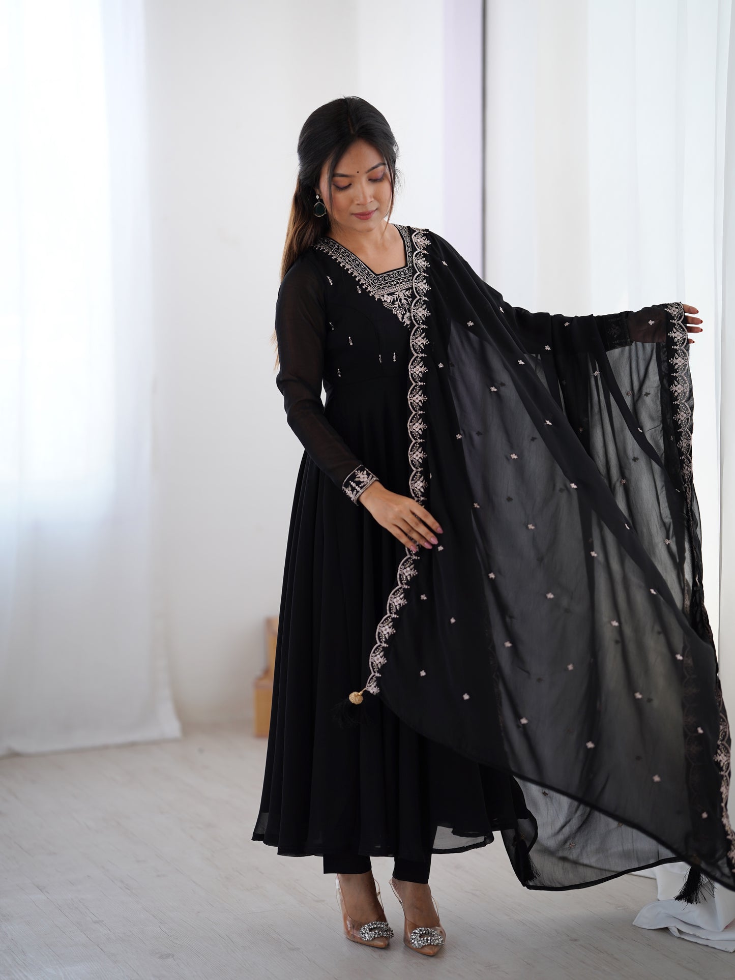 Georgette Anarkali Set with Heavy Embroidery