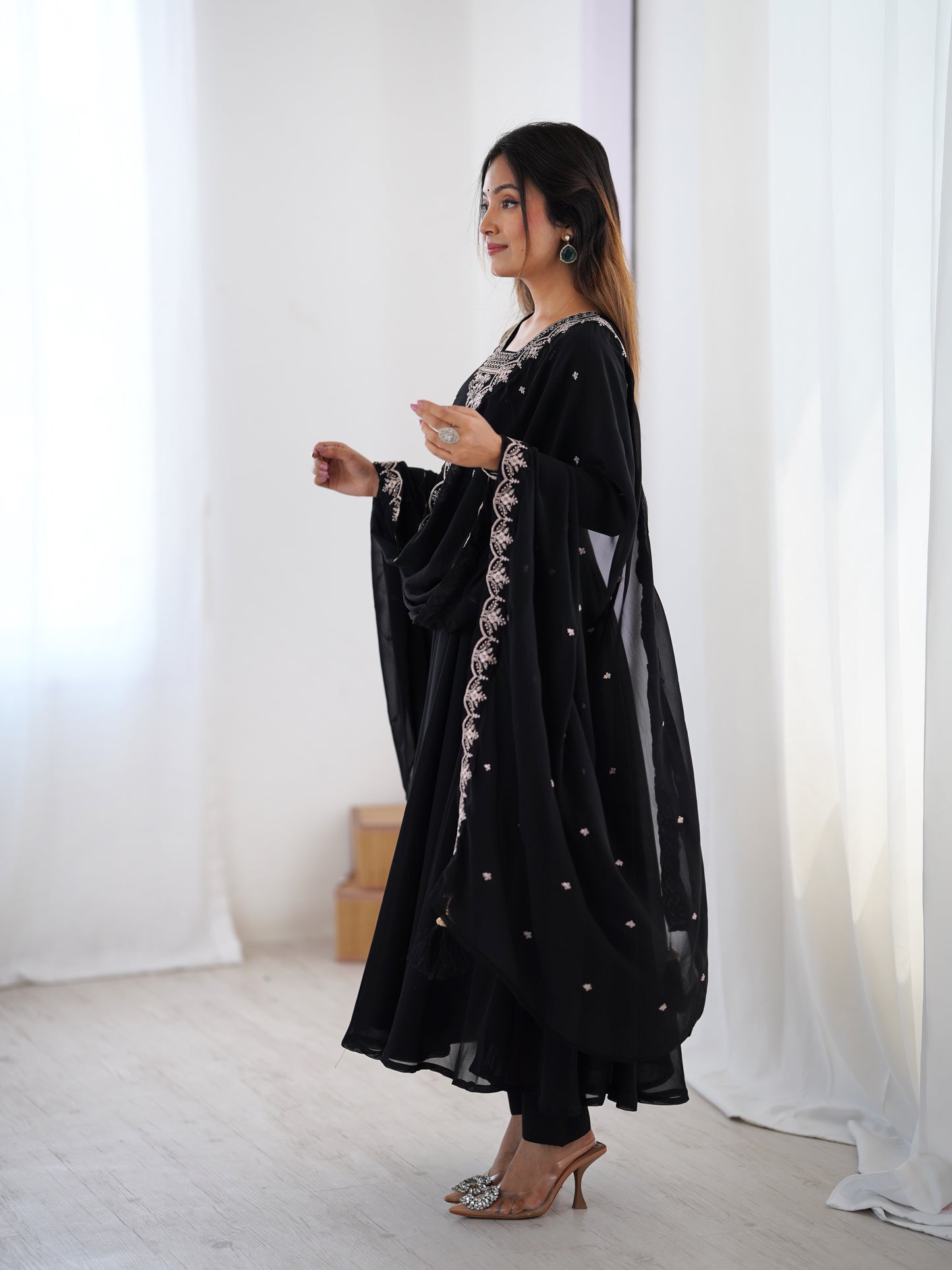 Georgette Anarkali Set with Heavy Embroidery