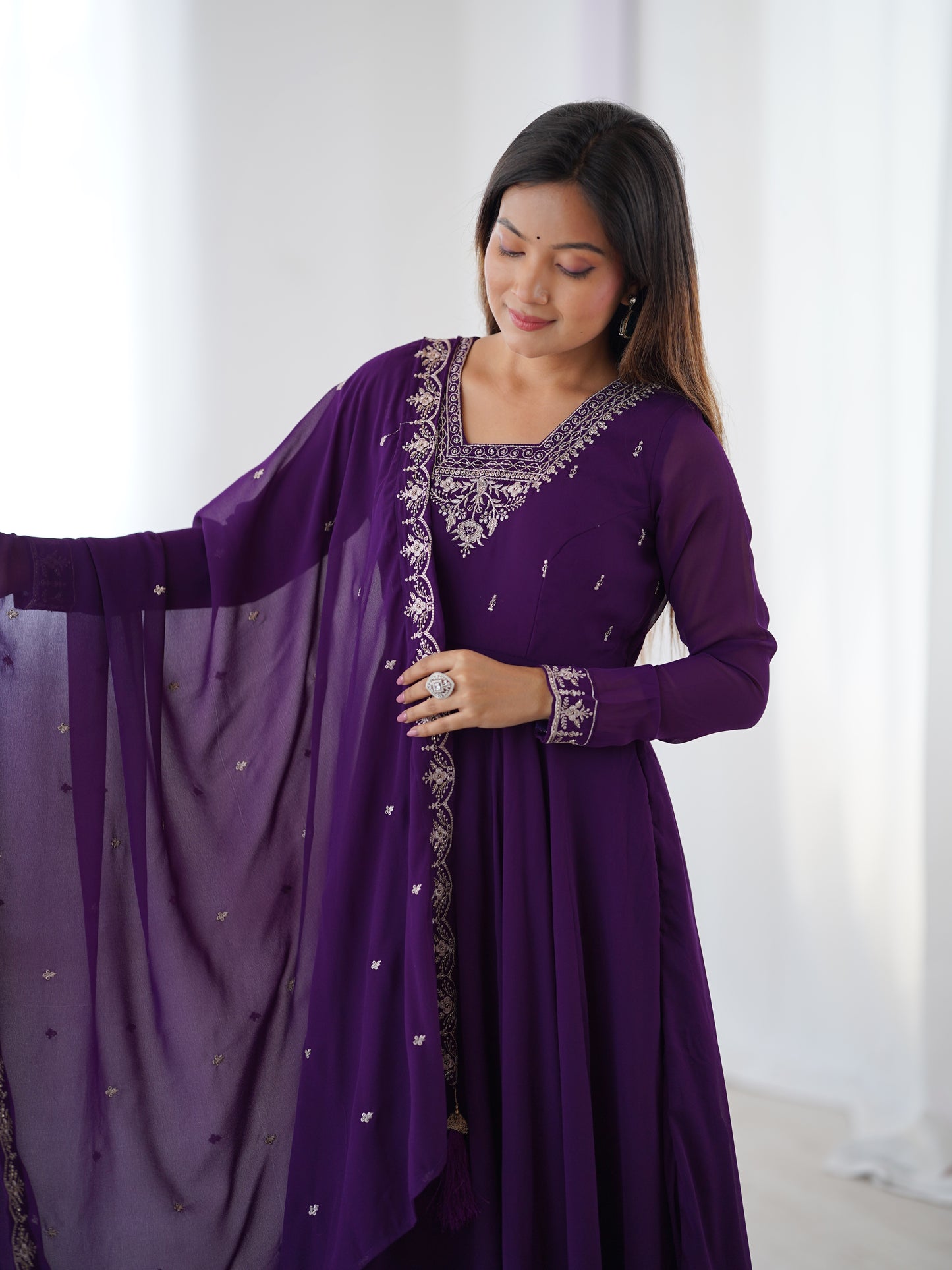Georgette Anarkali Set with Heavy Embroidery