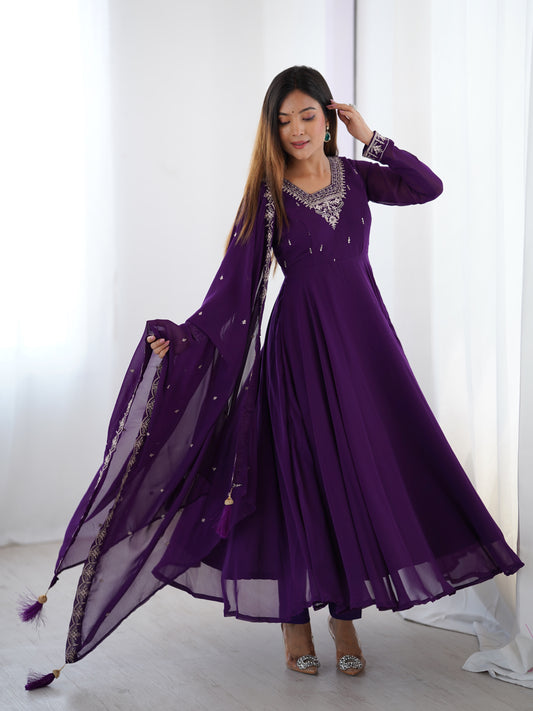 Georgette Anarkali Set with Heavy Embroidery