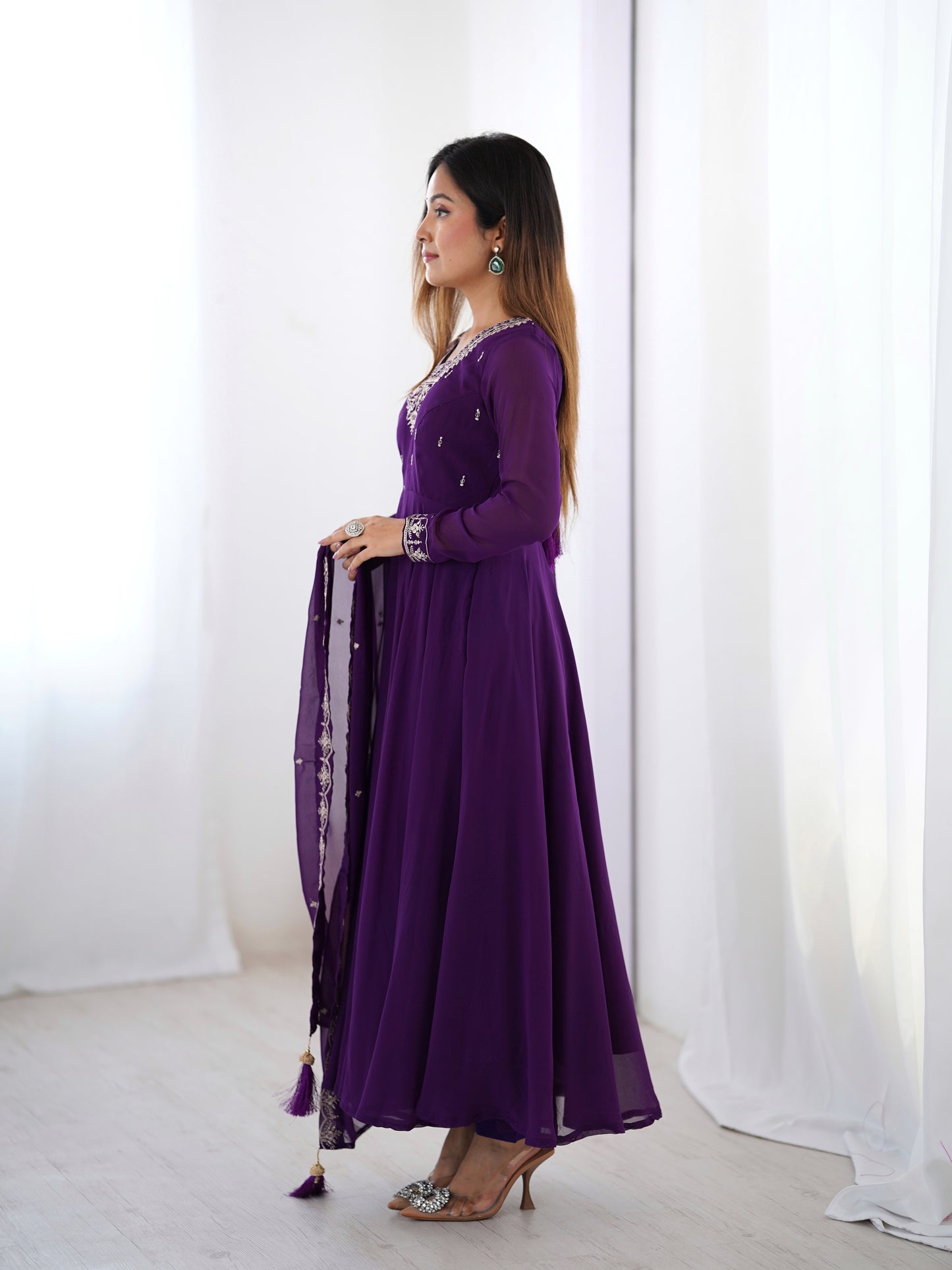 Georgette Anarkali Set with Heavy Embroidery