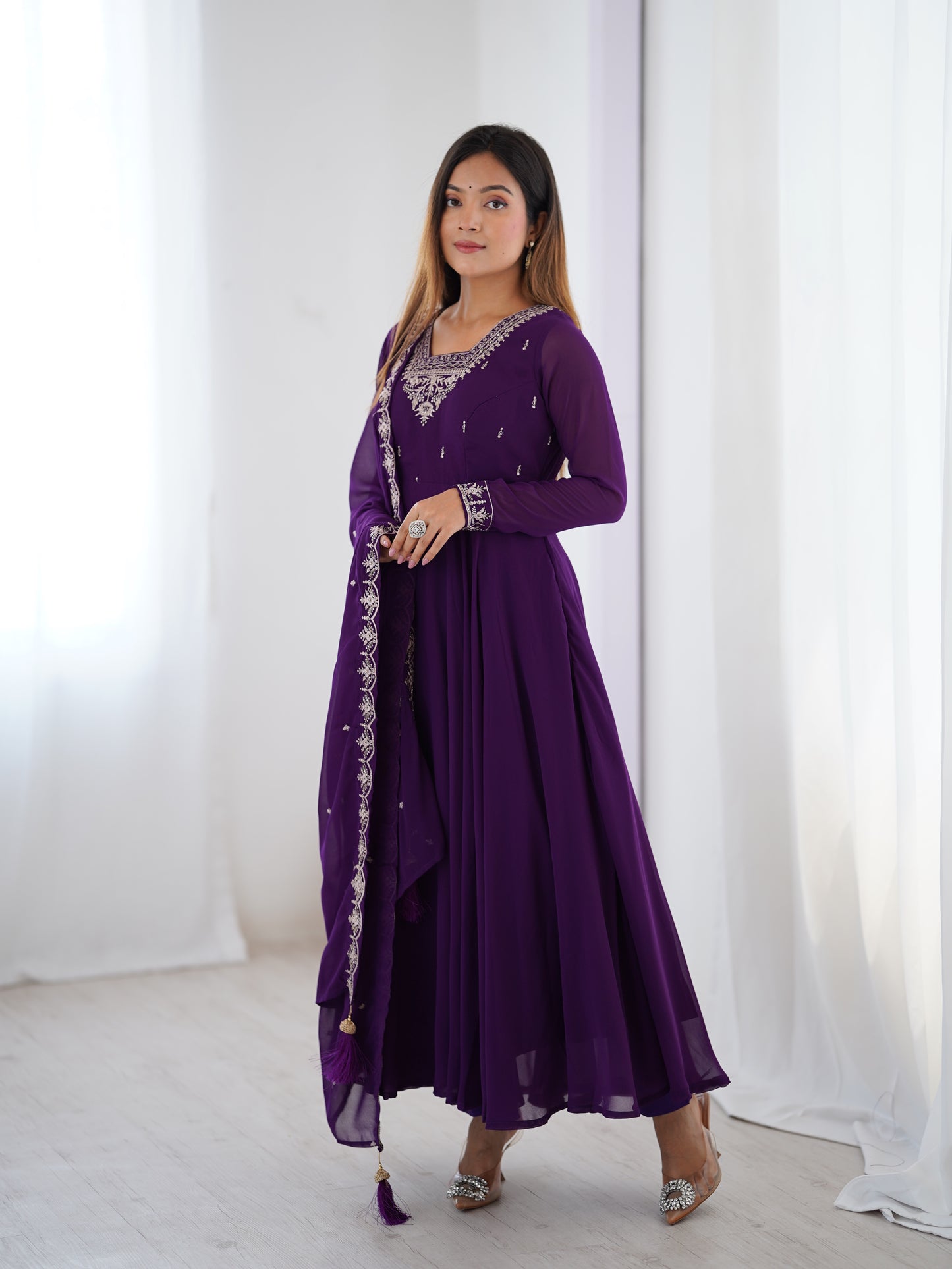 Georgette Anarkali Set with Heavy Embroidery