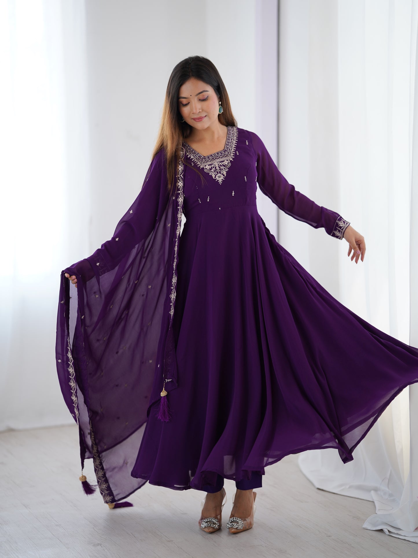 Georgette Anarkali Set with Heavy Embroidery